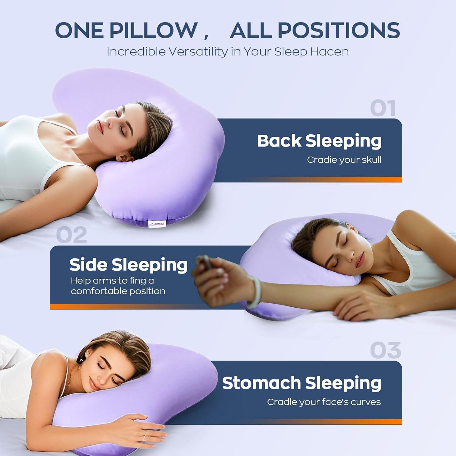 Almohada Ergonómica MIMCAT de Espuma de Memoria Morada