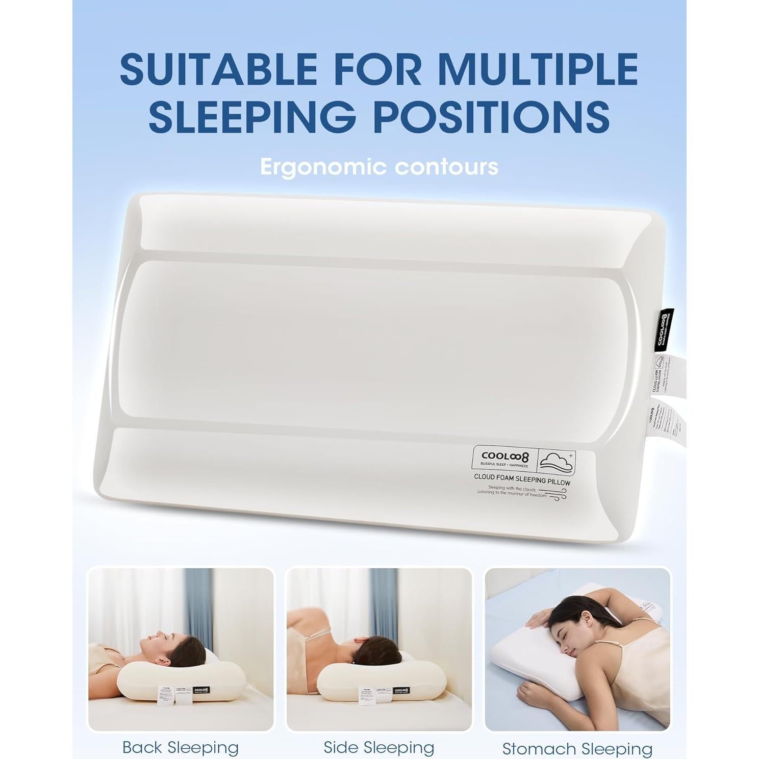 Almohada de Espuma de Memoria Cooloo8 Queen 8 cm Ergonómica