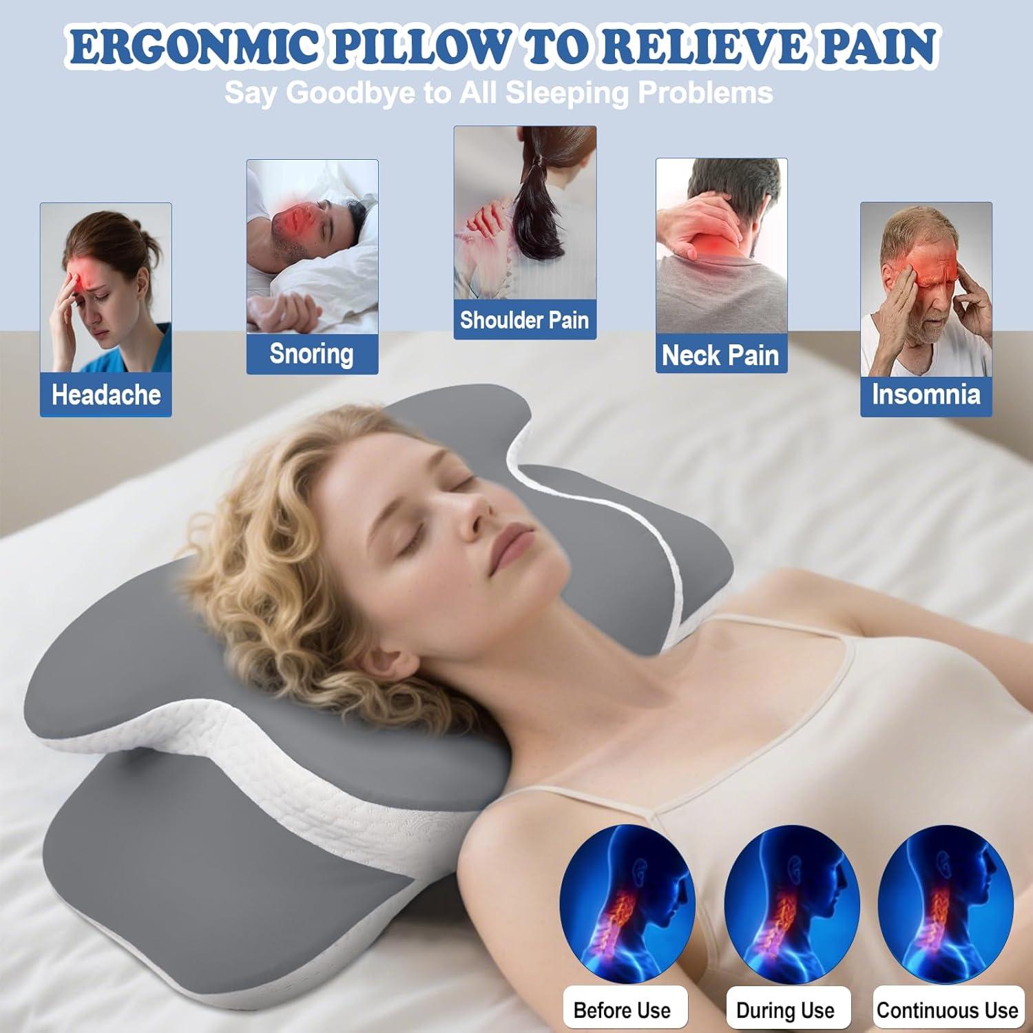 Almohada Cervical Ergonómica YGSJKJ de Espuma de Memoria 12.2/9.4 cm