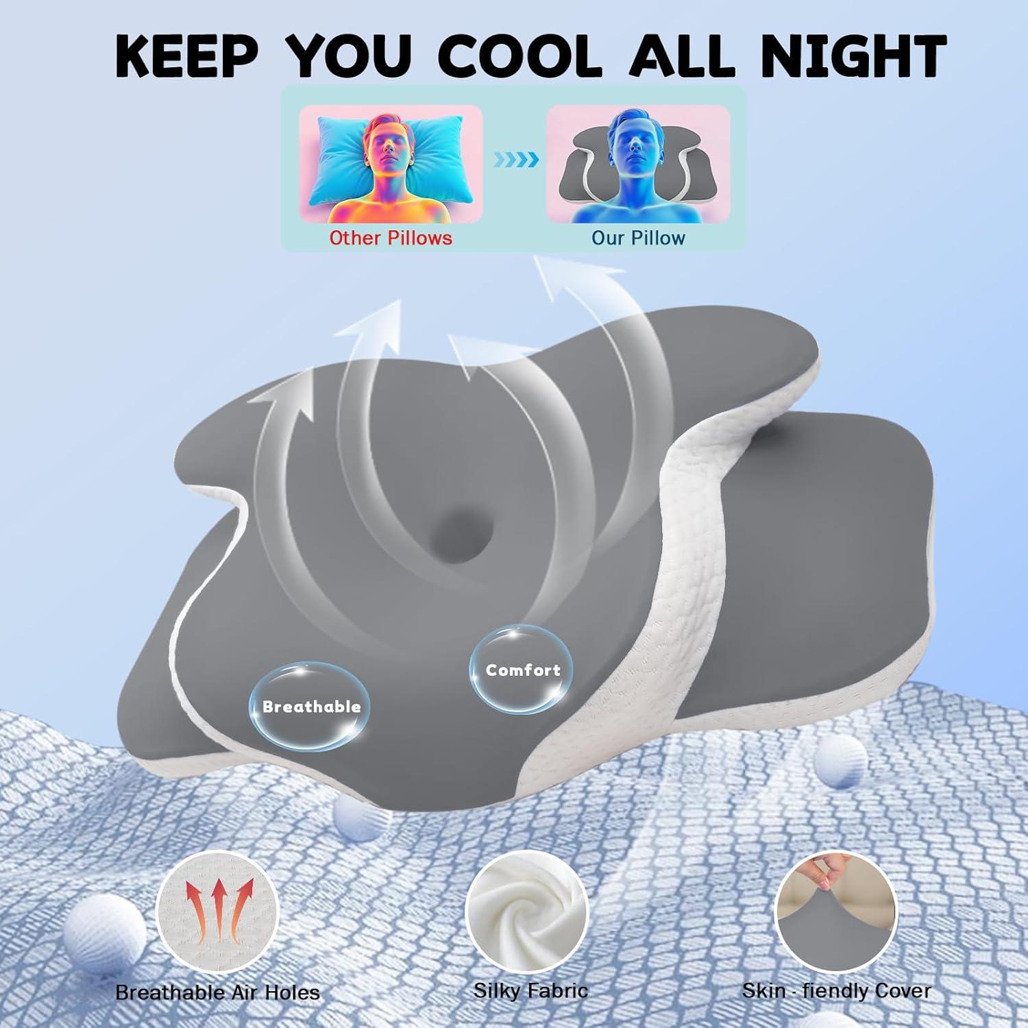 Almohada Cervical Ergonómica YGSJKJ de Espuma de Memoria 12.2/9.4 cm