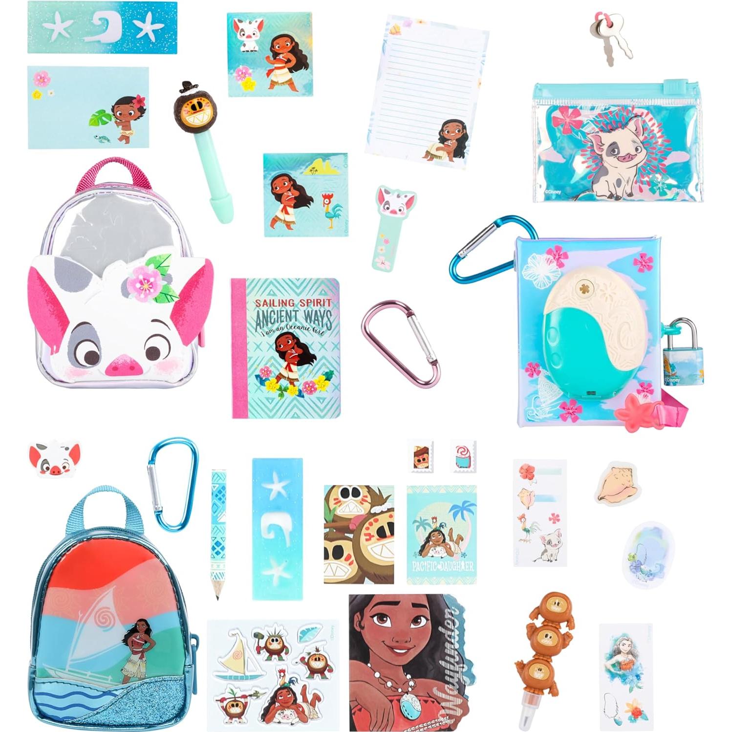 Paquete de 3 Real Littles Disney Moana con Mochila, Diario y Bolso