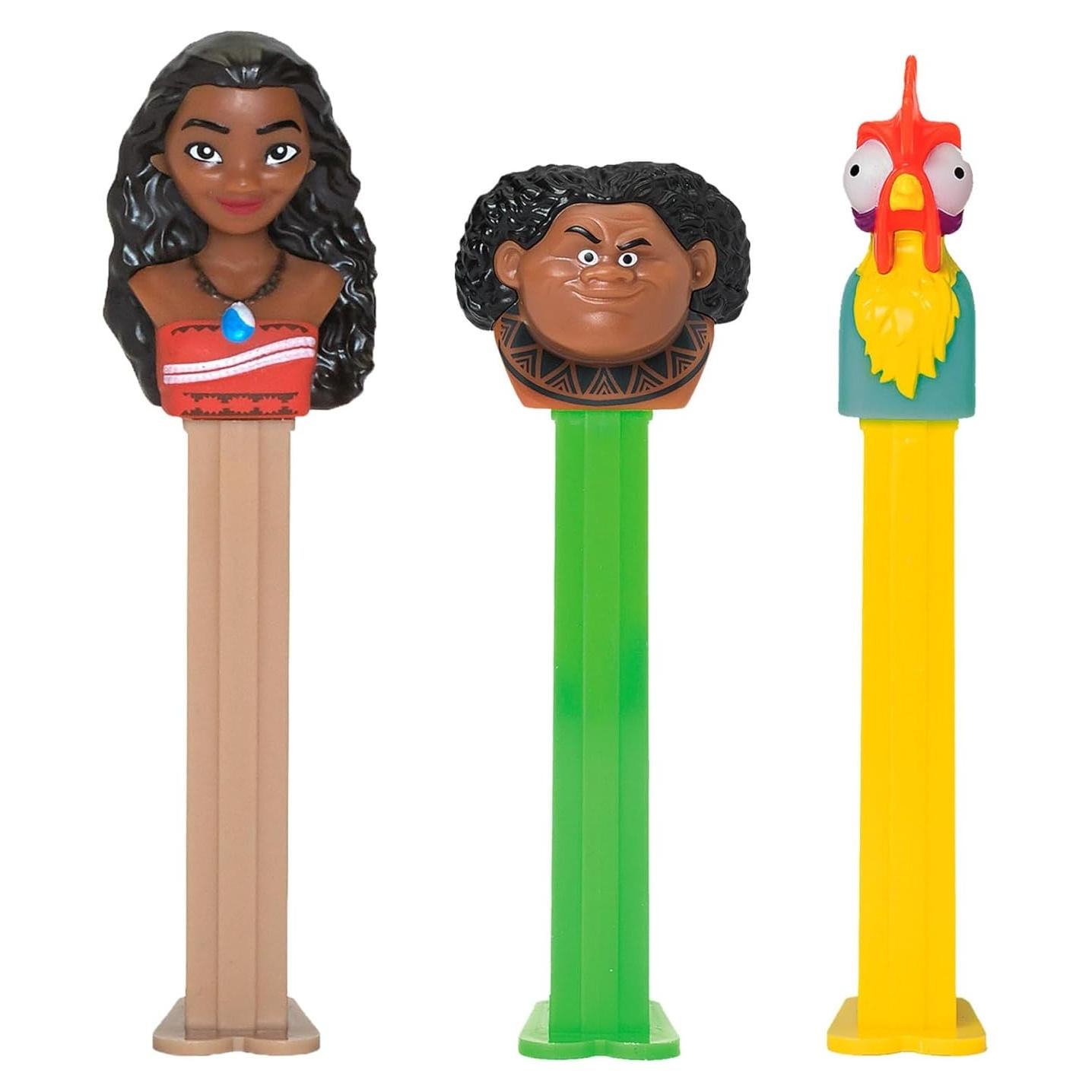 Set de 3 Dispensadores PEZ Moana con Candy - Moana, Maui, Hei Hei