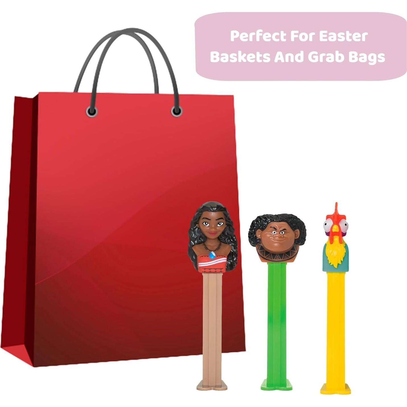 Set de 3 Dispensadores PEZ Moana con Candy - Moana, Maui, Hei Hei