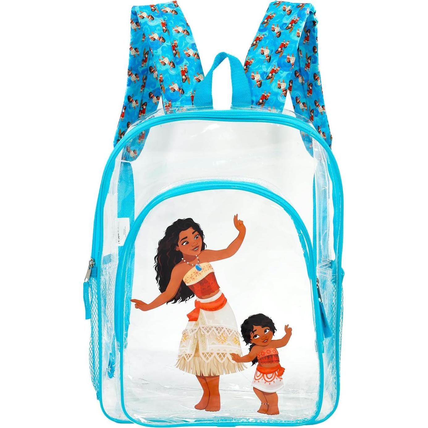 Mochila Escolar Transparente Disney Moana 40.6 cm + Botella