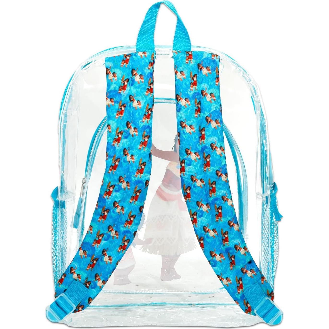 Mochila Escolar Transparente Disney Moana 40.6 cm + Botella