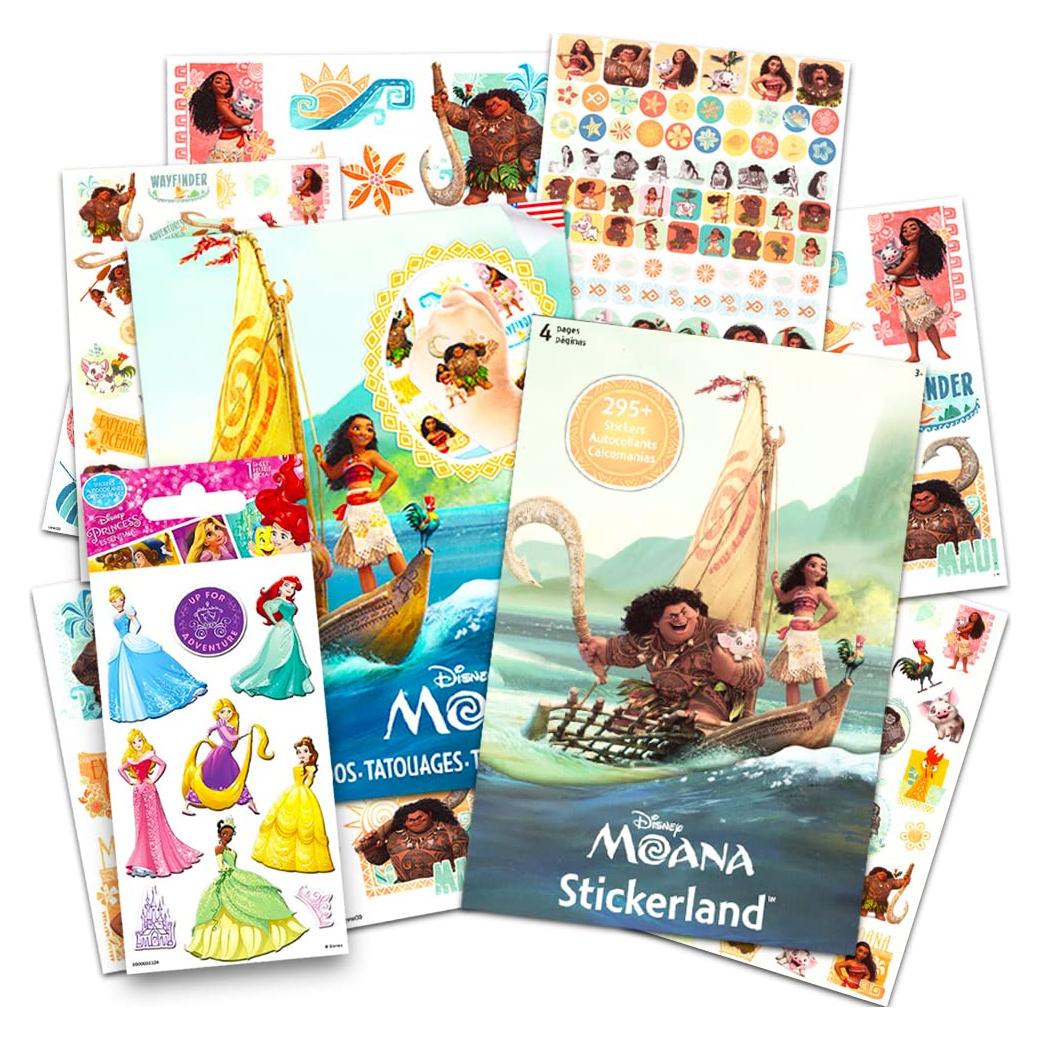 Paquete de Stickers y Tatuajes Temporales Disney Moana - 250 Stickers y 50 Tatuajes