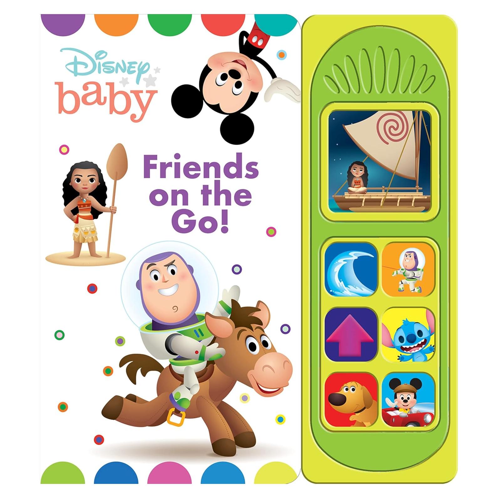 Disney Baby Mickey Mouse, Buzz Lightyear, Moana, and More! – Friends on the Go! 7-Button Sound Book – PI Kids
