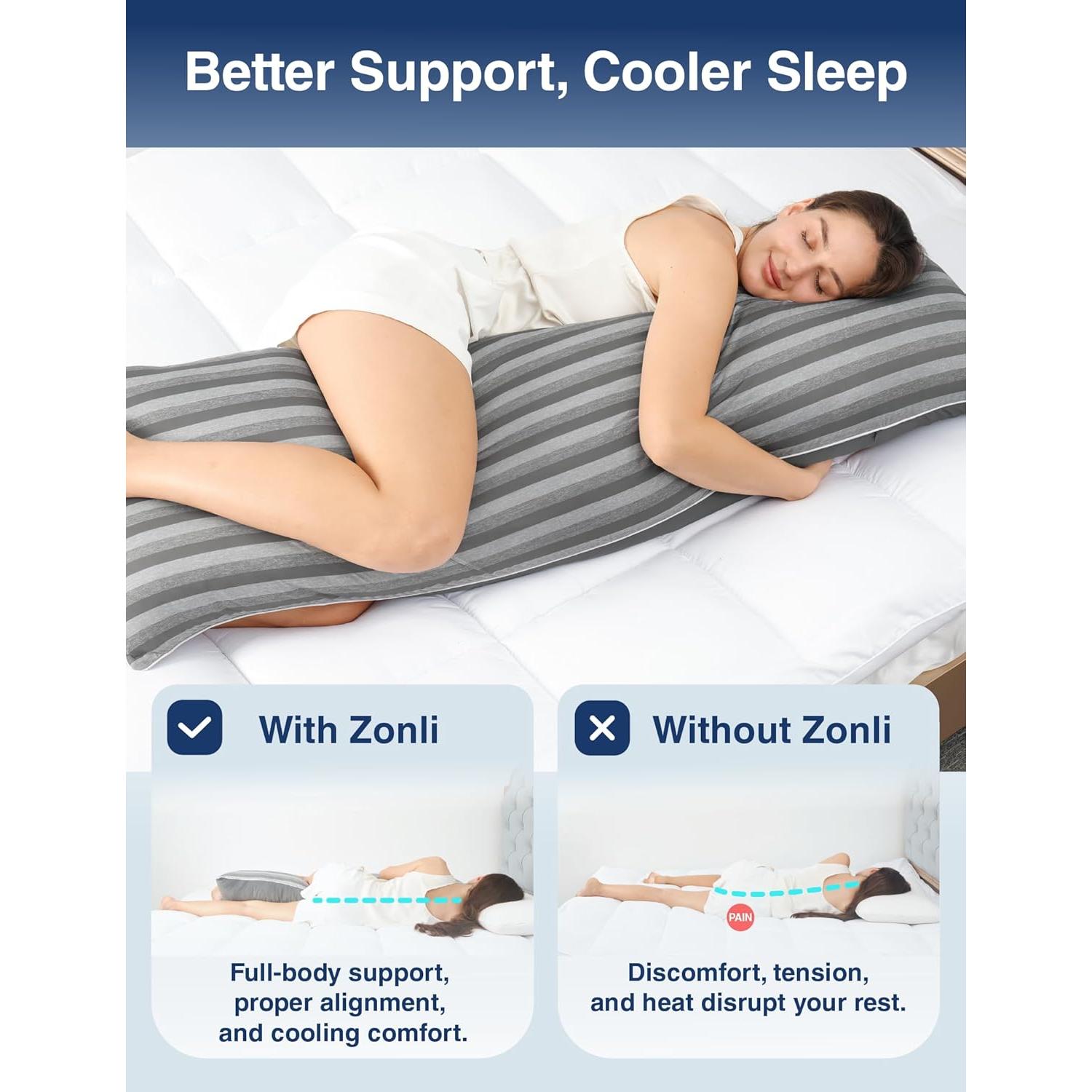 Almohada Corporal Refrigerante ZonLi 50.8x137.2 cm Espuma de Memoria