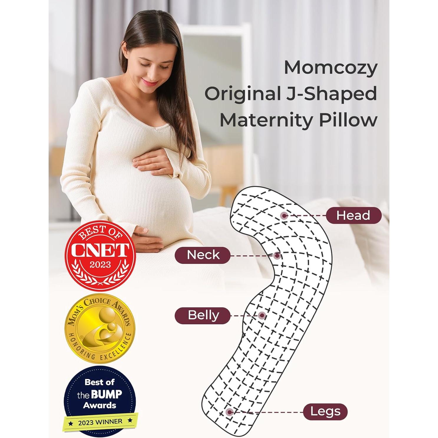 Cojín de embarazo Momcozy en forma de J, gris, 1 cuenta