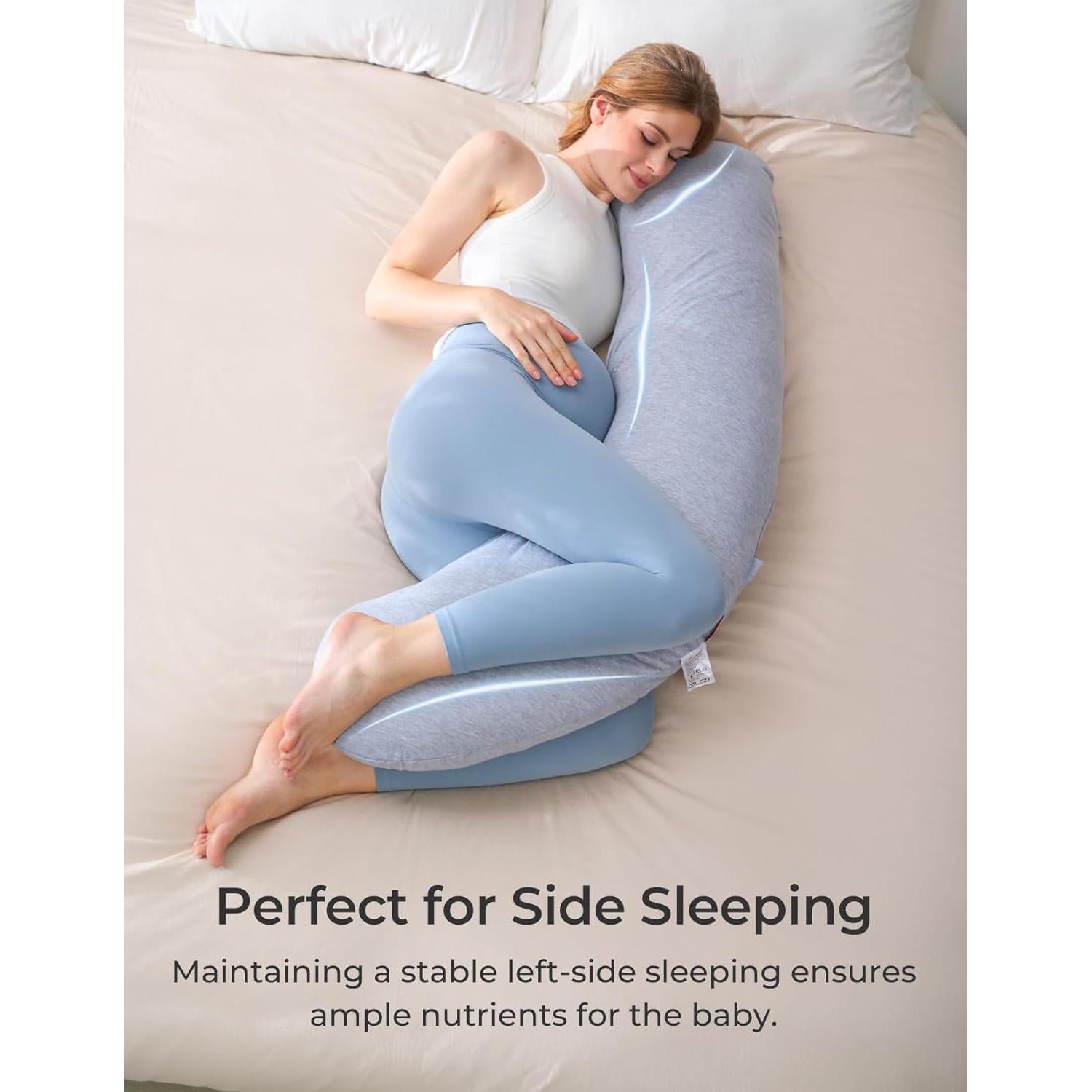 Cojín de embarazo Momcozy en forma de J, gris, 1 cuenta