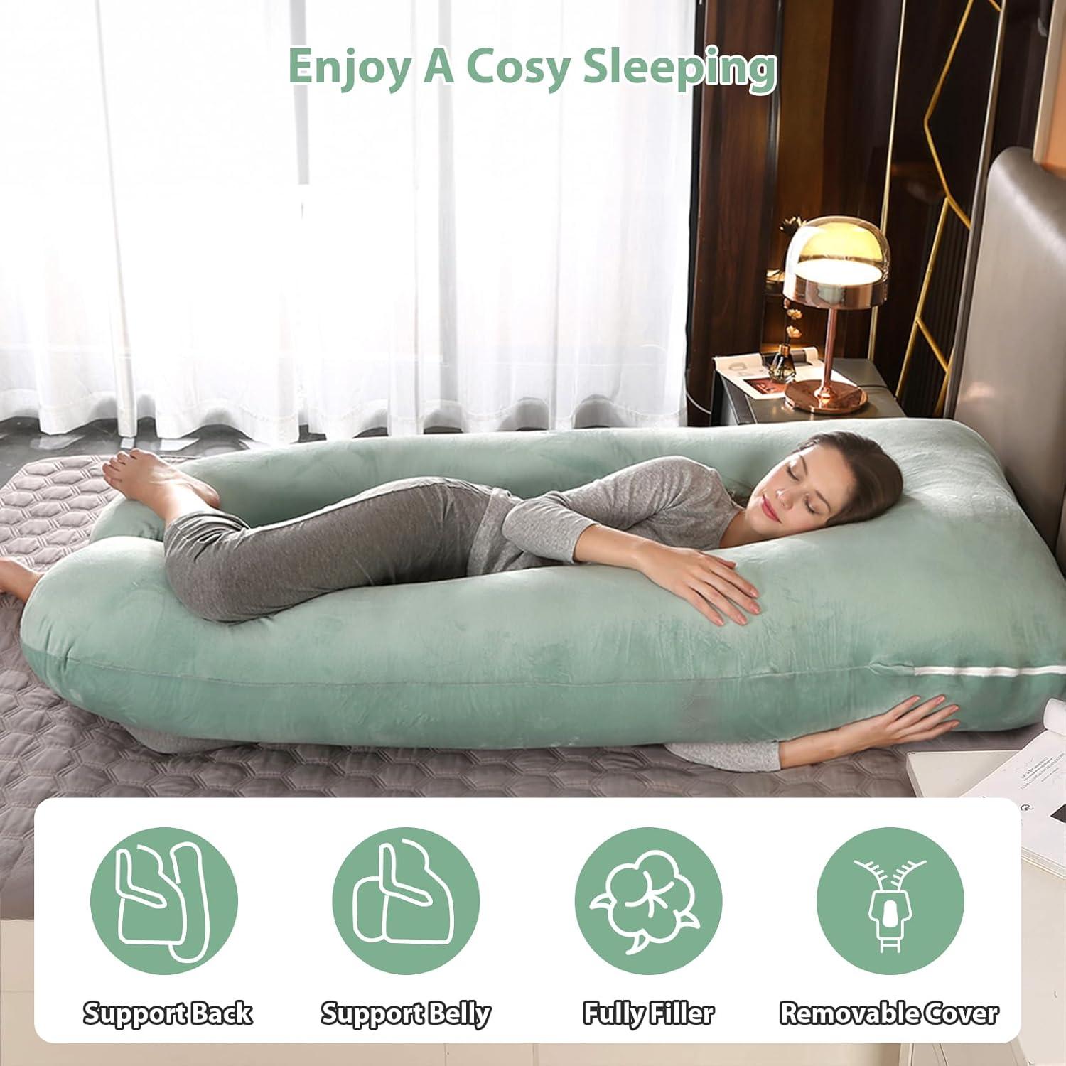 Almohada de Embarazo Amagoing 139.7 cm en Forma de U Verde Menta
