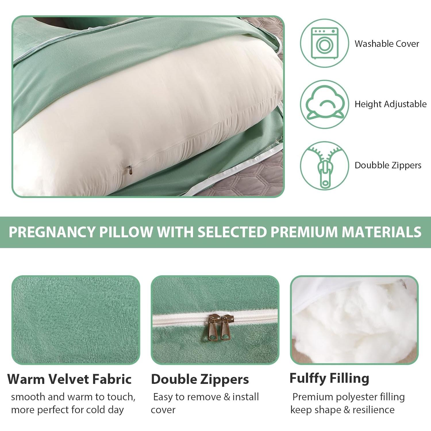 Almohada de Embarazo Amagoing 139.7 cm en Forma de U Verde Menta