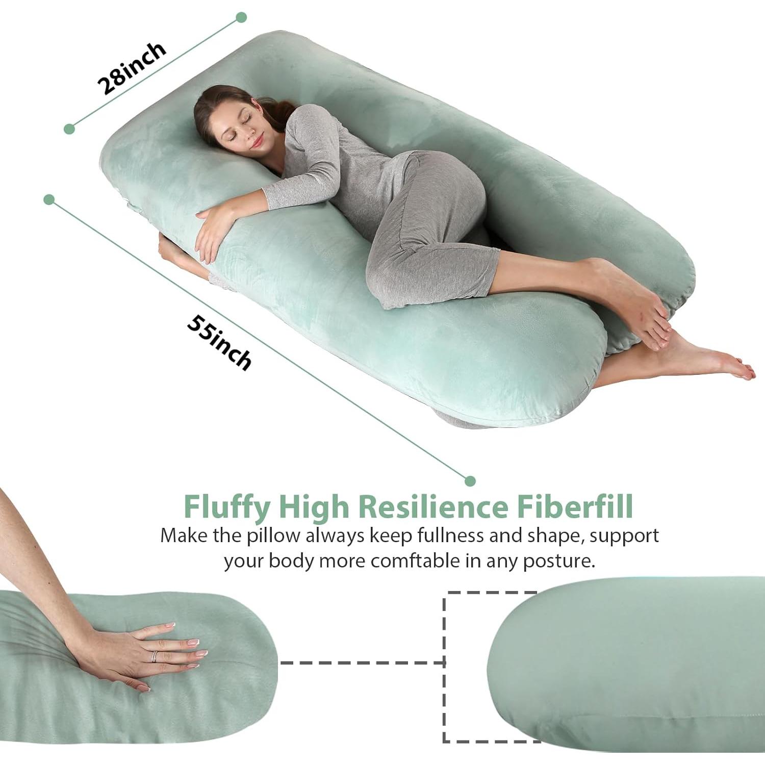 Almohada de Embarazo Amagoing 139.7 cm en Forma de U Verde Menta