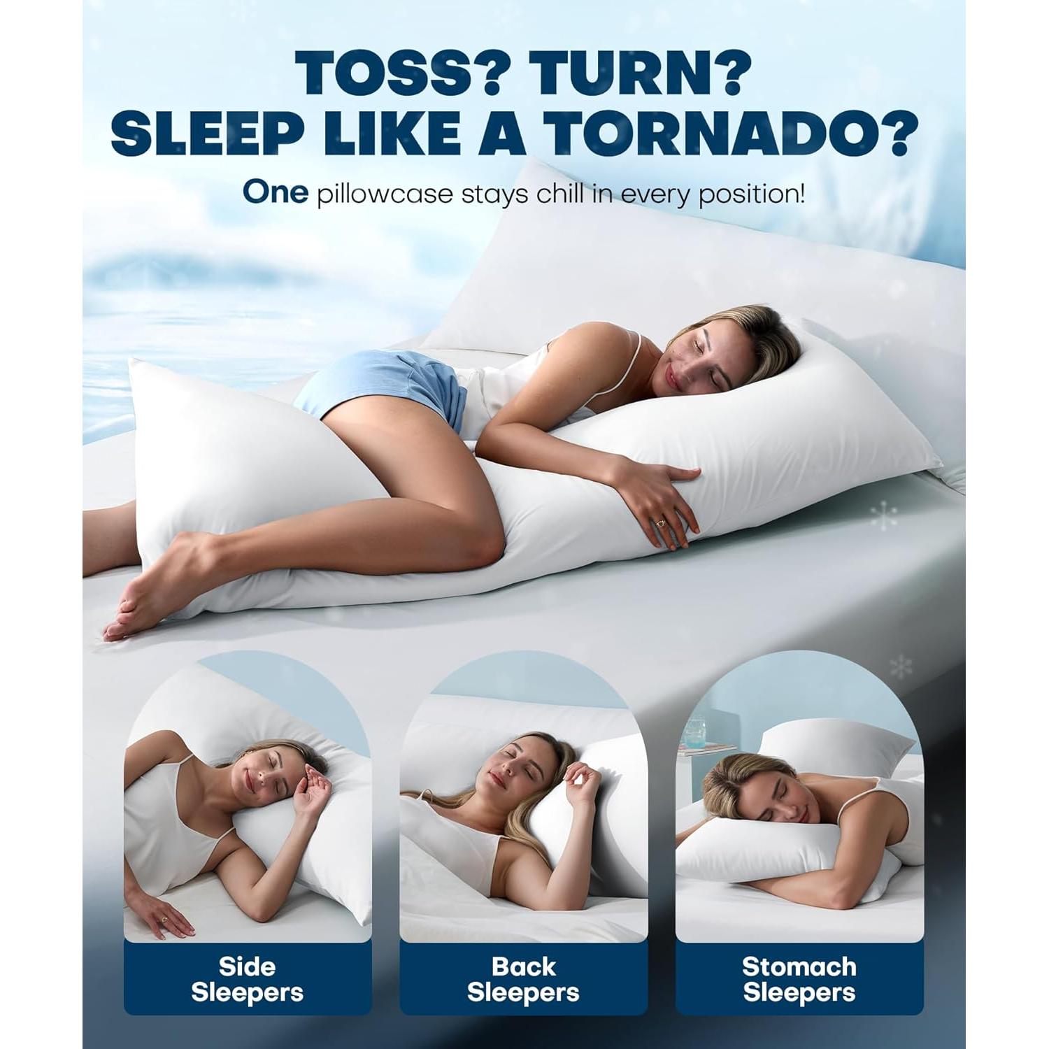 Funda de Almohada Corporal Enfriamiento Rifens 137x51cm Blanca