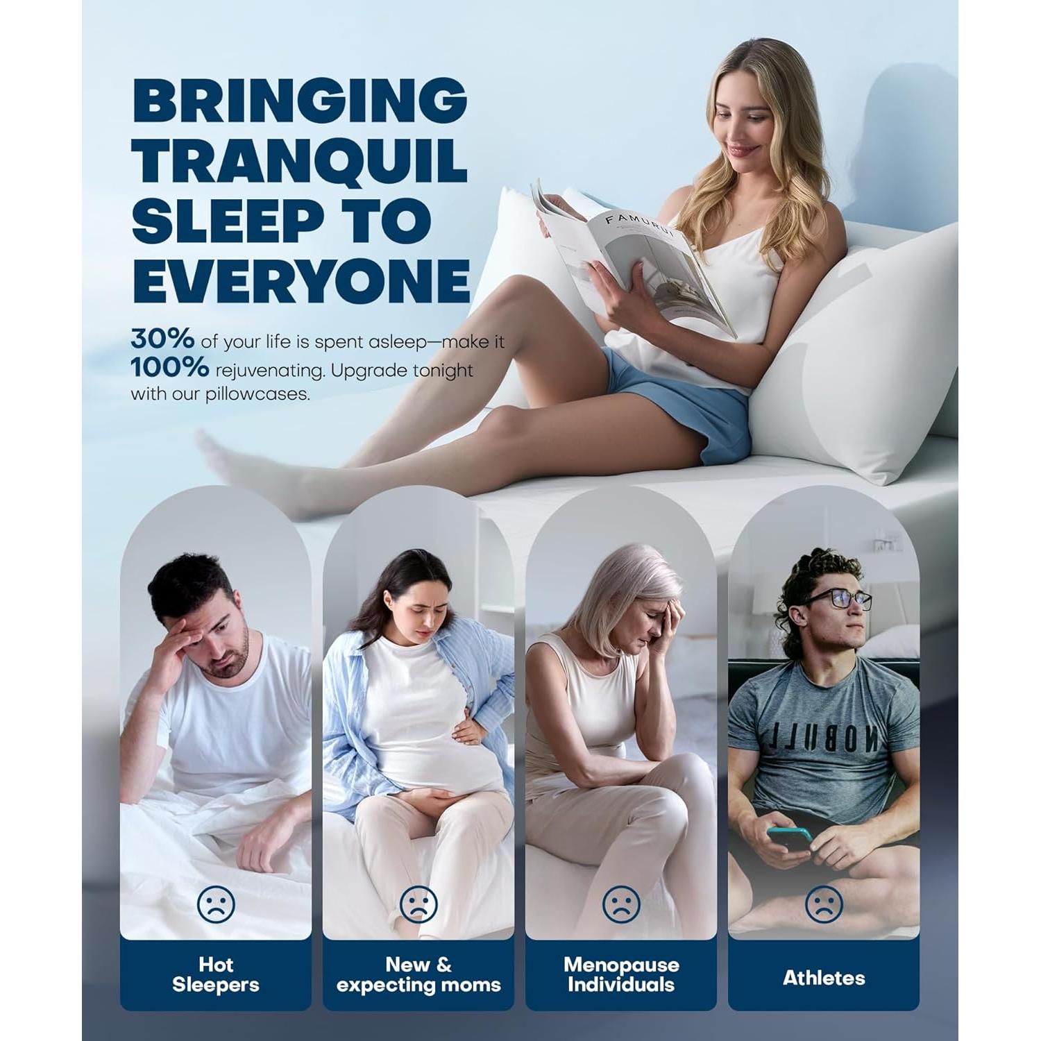 Funda de Almohada Corporal Enfriamiento Rifens 137x51cm Blanca