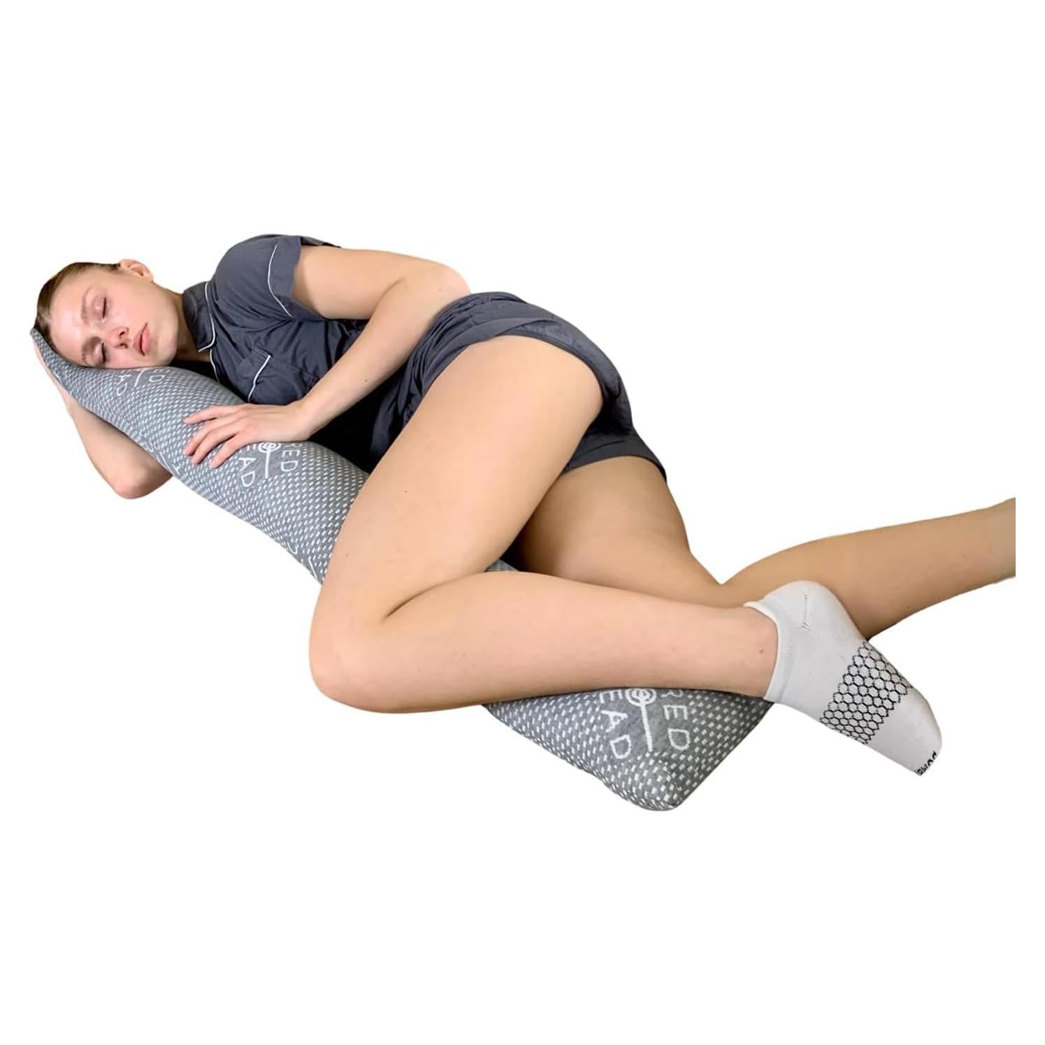 Almohada Corporal Cilindro Sagrado Hilo 137cm Espuma Memoria Gris