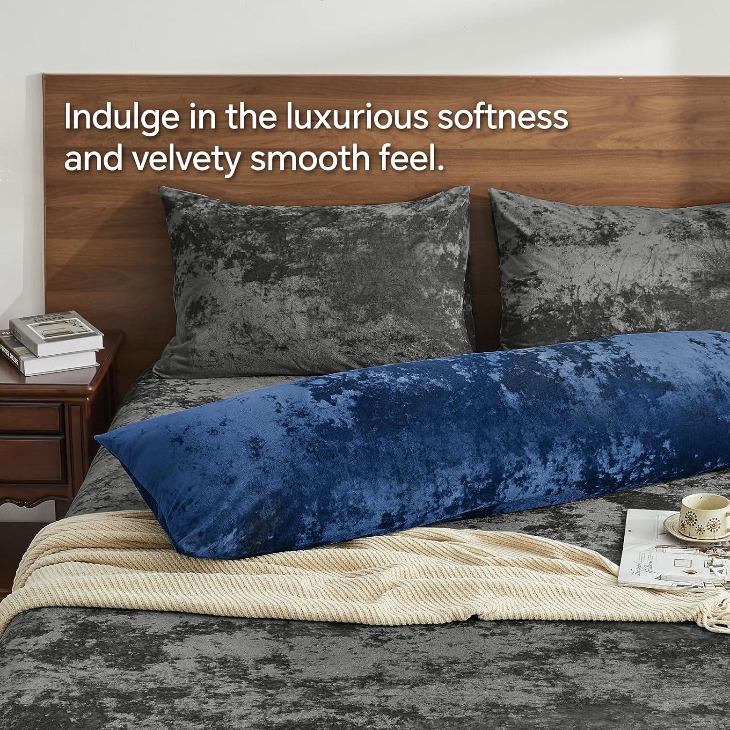 Funda de Almohada Corporal BEDELITE Terciopelo Azul Marino 137x51 cm