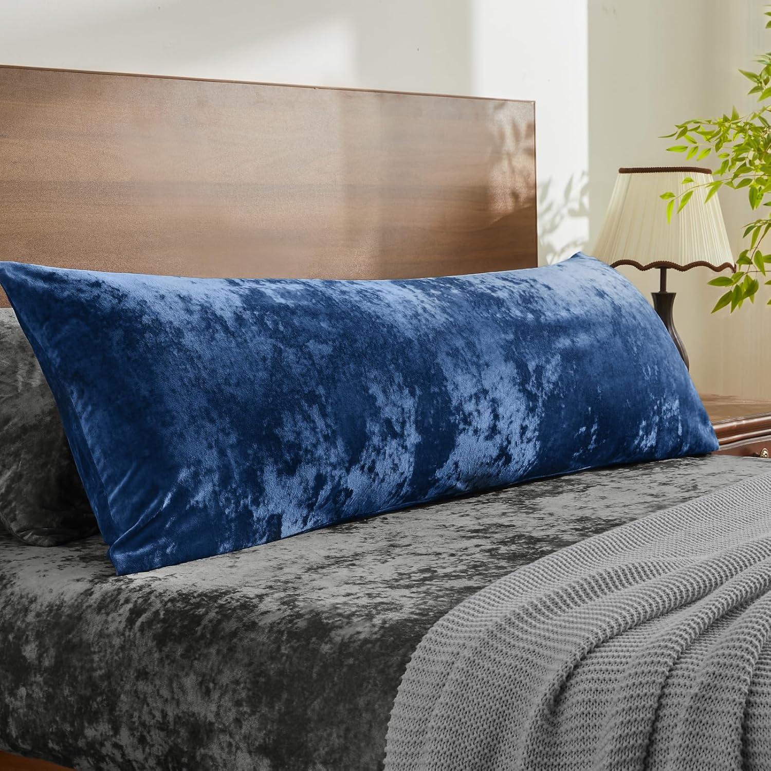 Funda de Almohada Corporal BEDELITE Terciopelo Azul Marino 137x51 cm