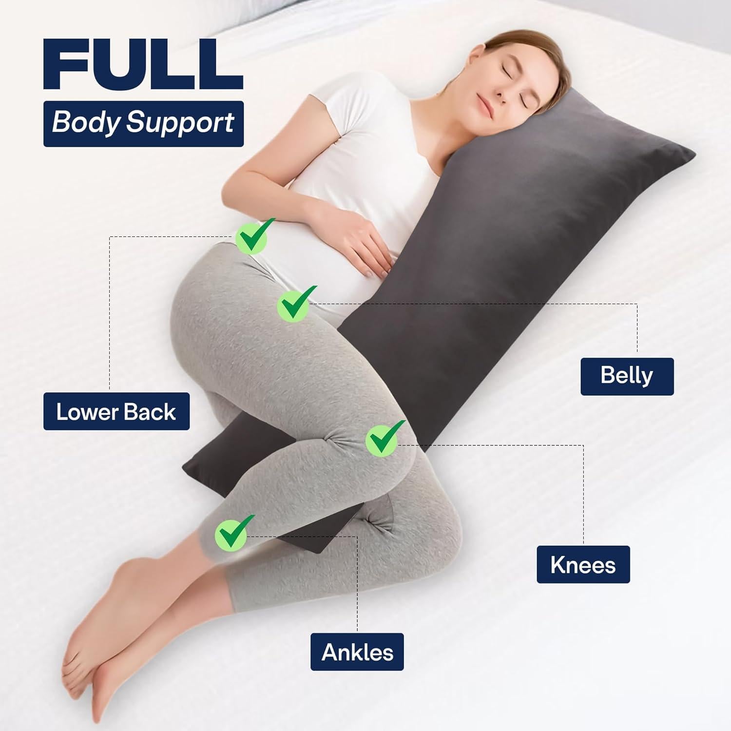 Almohada Corporal con Peso Kal Comfort 101.6cm Tencel Gris