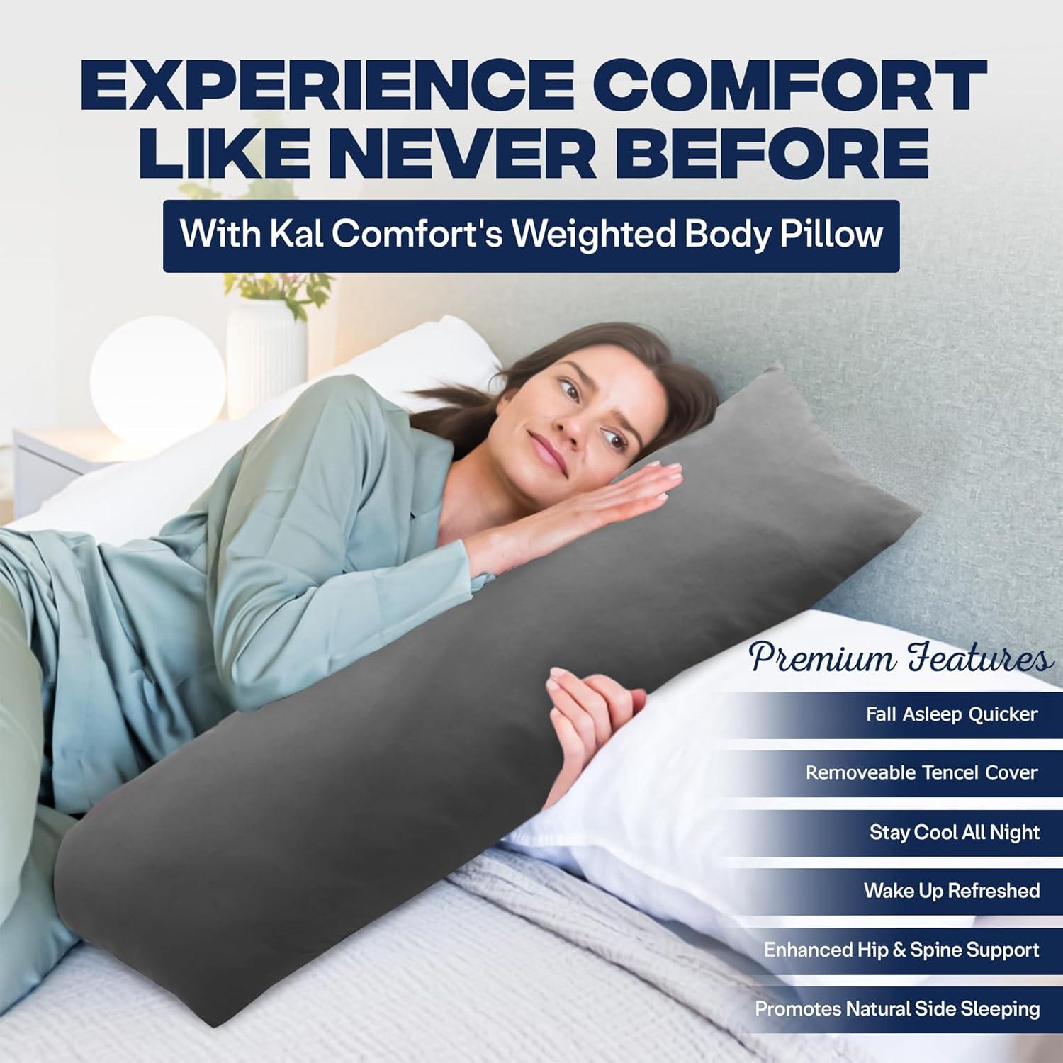 Almohada Corporal con Peso Kal Comfort 101.6cm Tencel Gris
