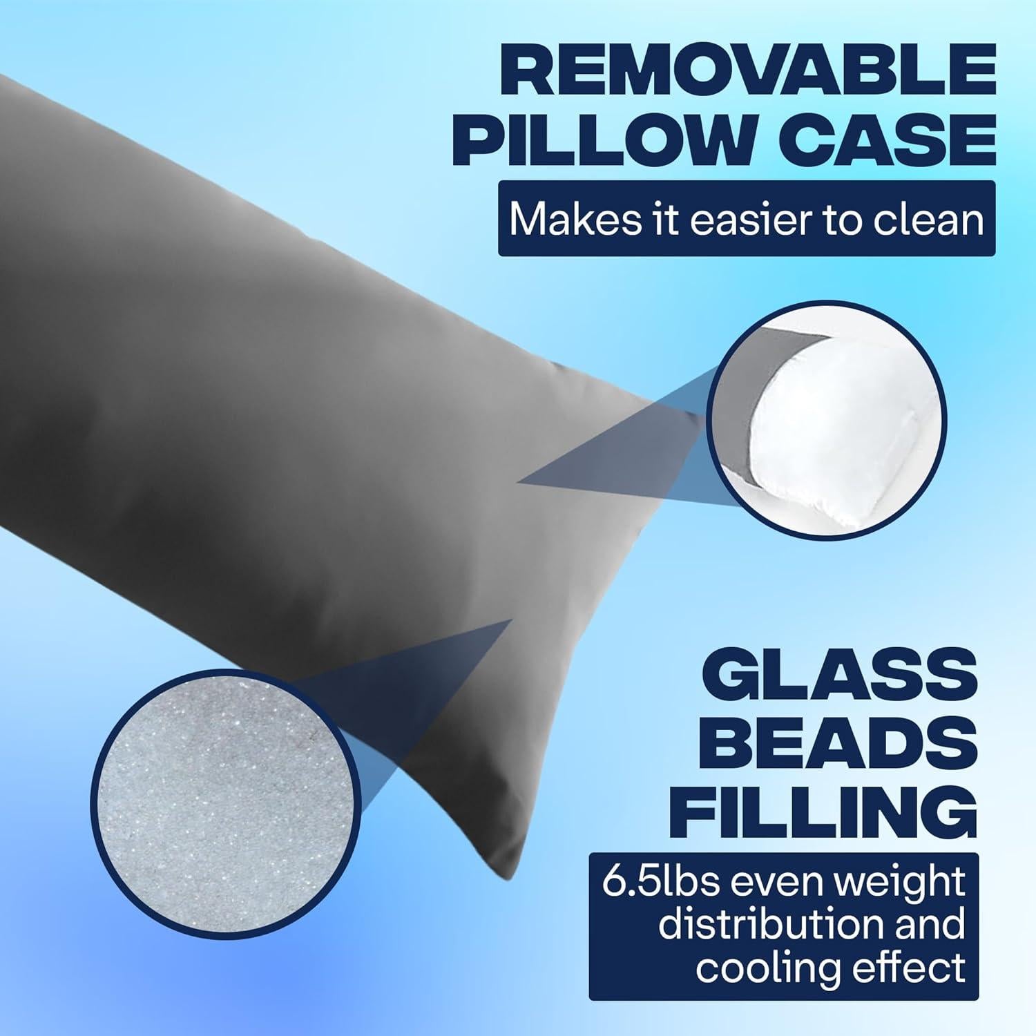 Almohada Corporal con Peso Kal Comfort 101.6cm Tencel Gris