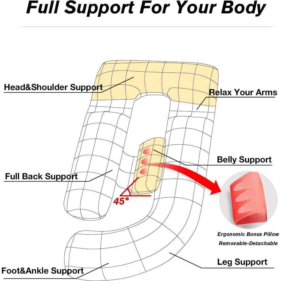 Almohada Corporal de Maternidad Awesling 60" Suave y Ajustable