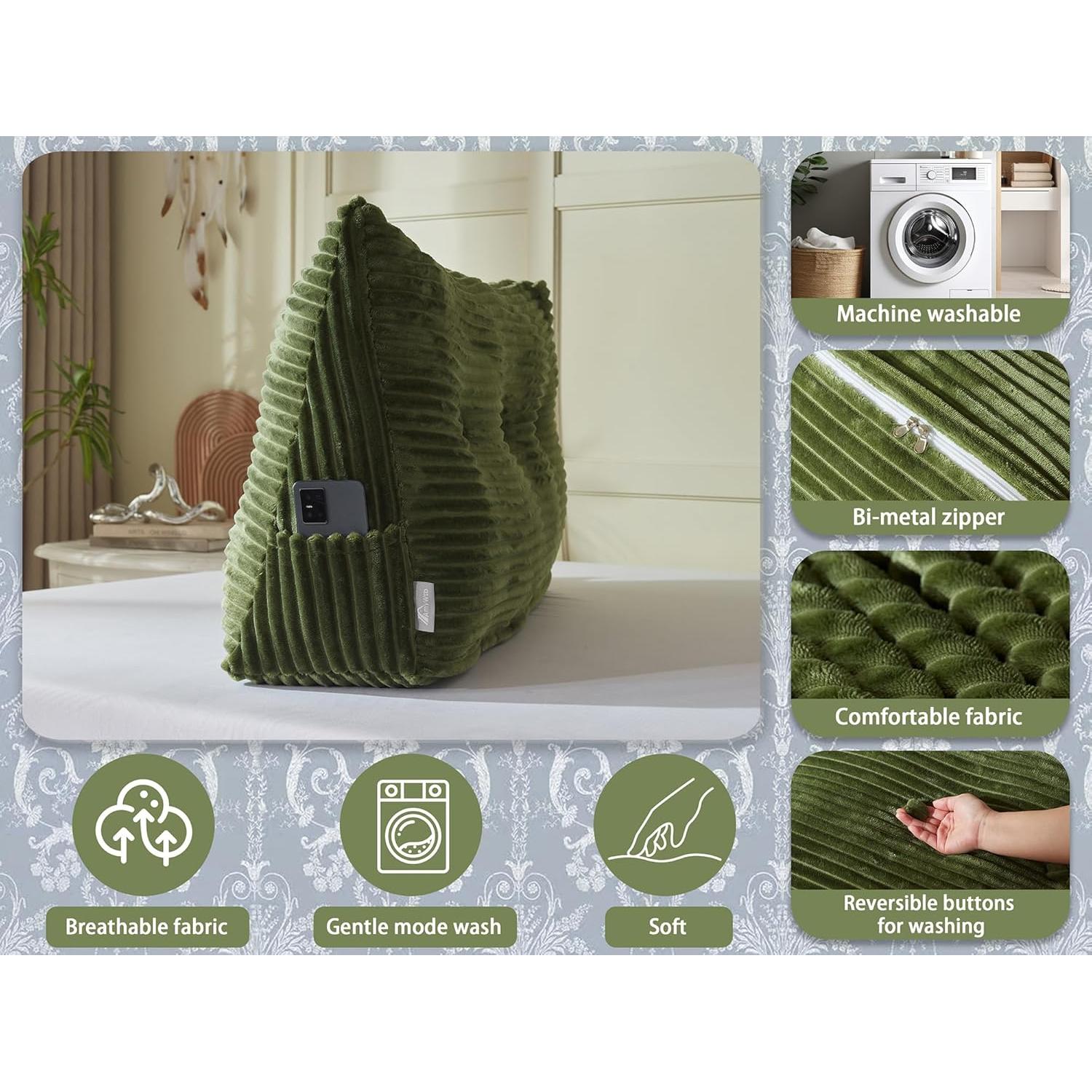 Cojín de Respaldo Cuña AmyWtb Reina Verde 150x20x51 cm