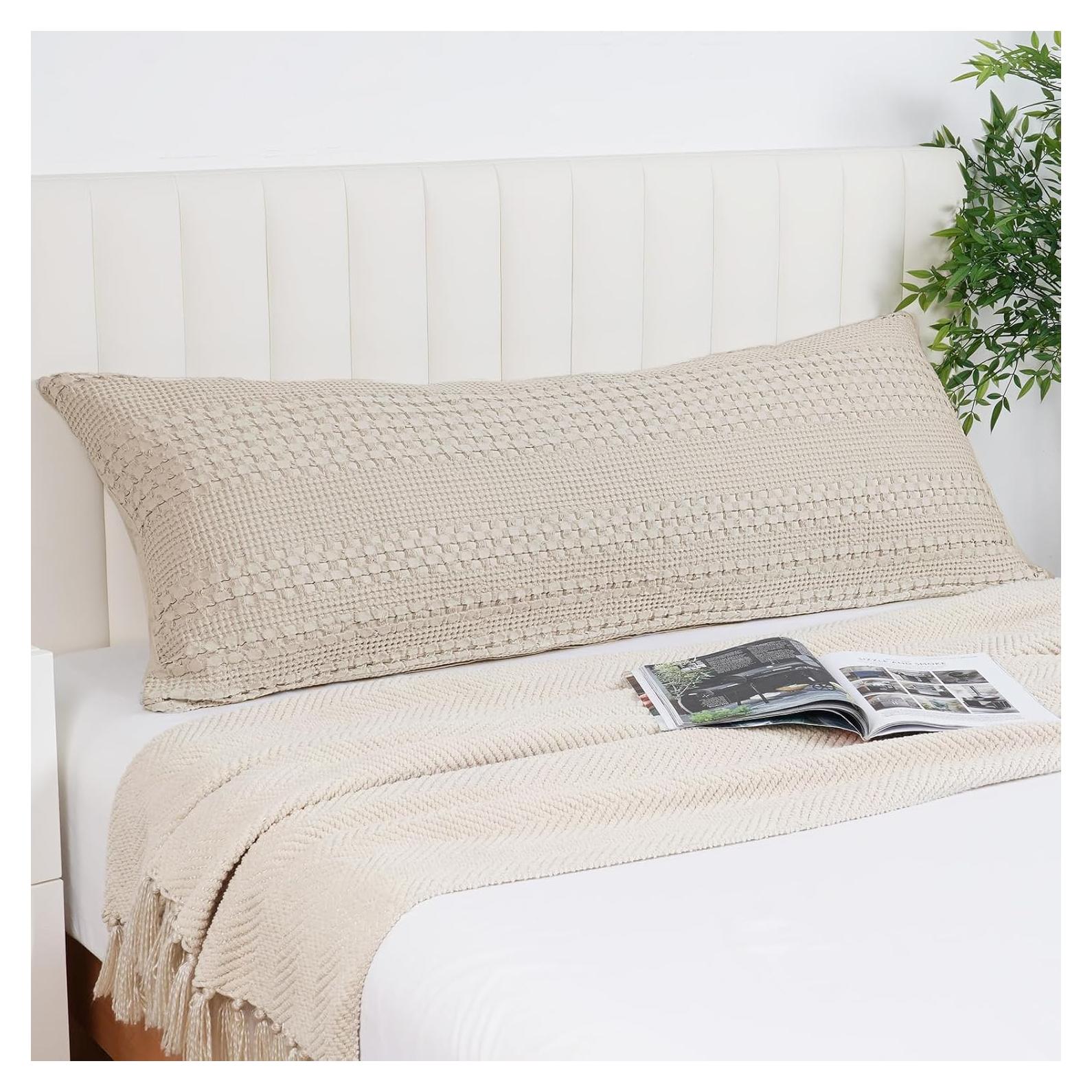 Funda de Almohada de Cuerpo PHF 100% Algodón Waffle 50.8x137.2 cm