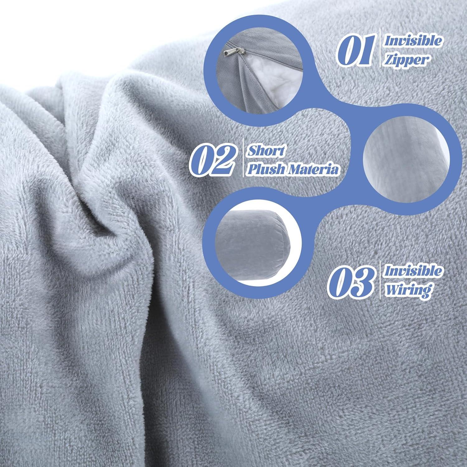 Funda de Almohada Redonda TIESOME 120 cm Terciopelo Gris