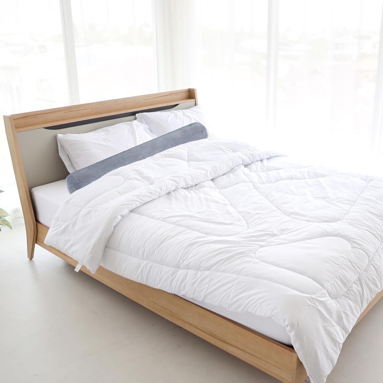 Funda de Almohada Redonda TIESOME 120 cm Terciopelo Gris