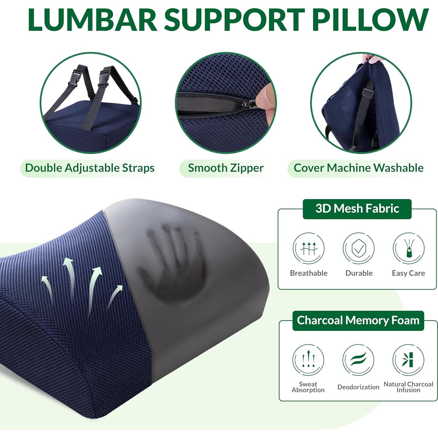 Juego de Cojín de Espuma Viscoelástica FuturaLoom - Alivio Lumbar Azul Marino