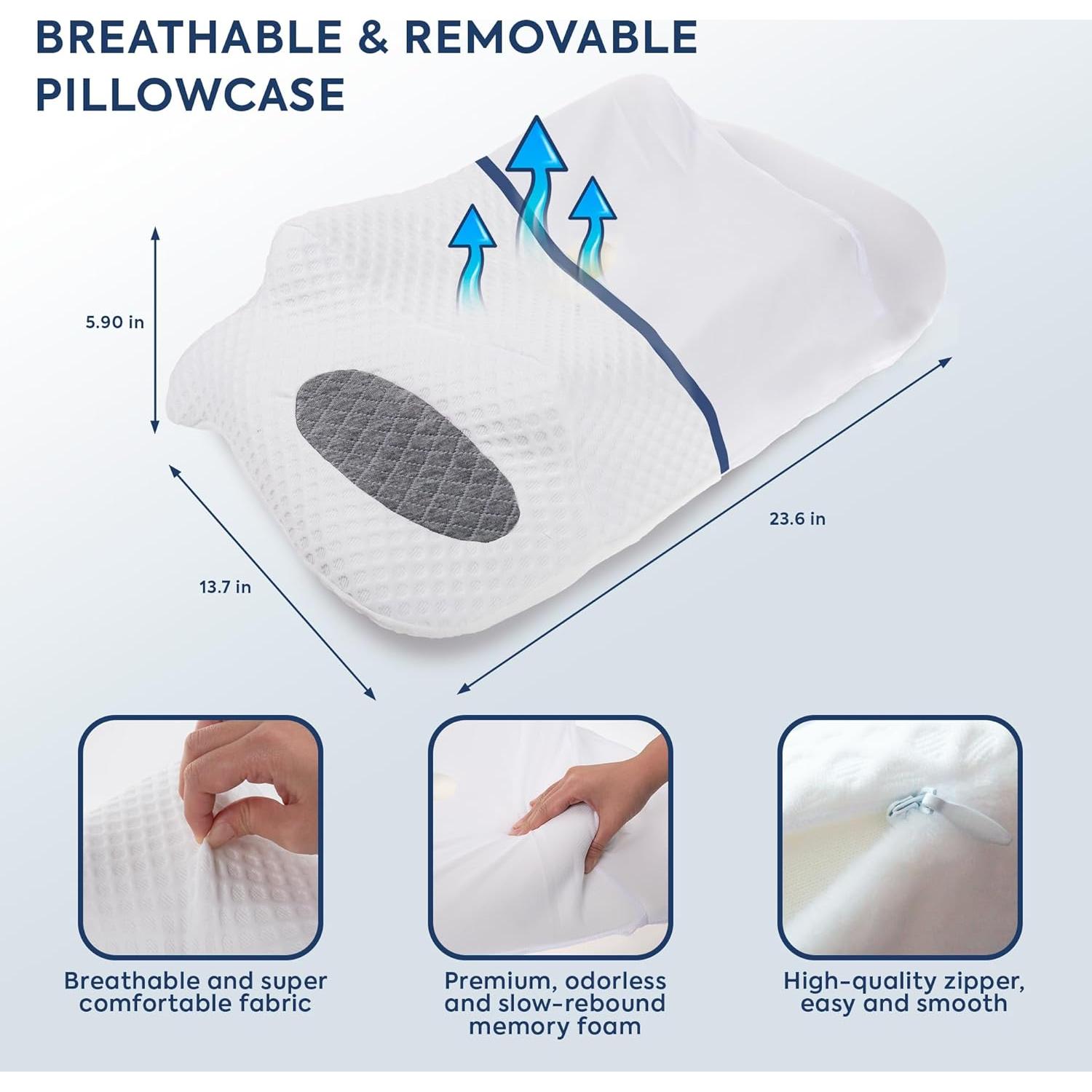 Almohada Cervical TRANQUILUXE Espuma Viscoelástica Ajustable 35x60cm