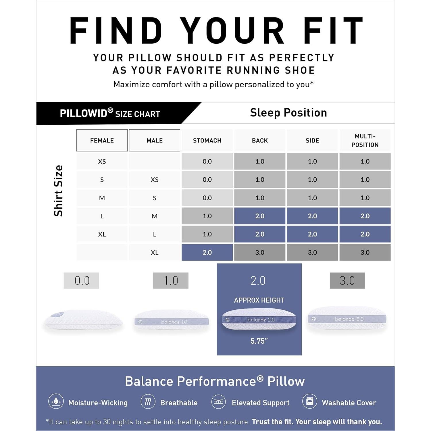 Almohada Bedgear Balance Performance 2.0 Dri-Tec 50.8x66cm