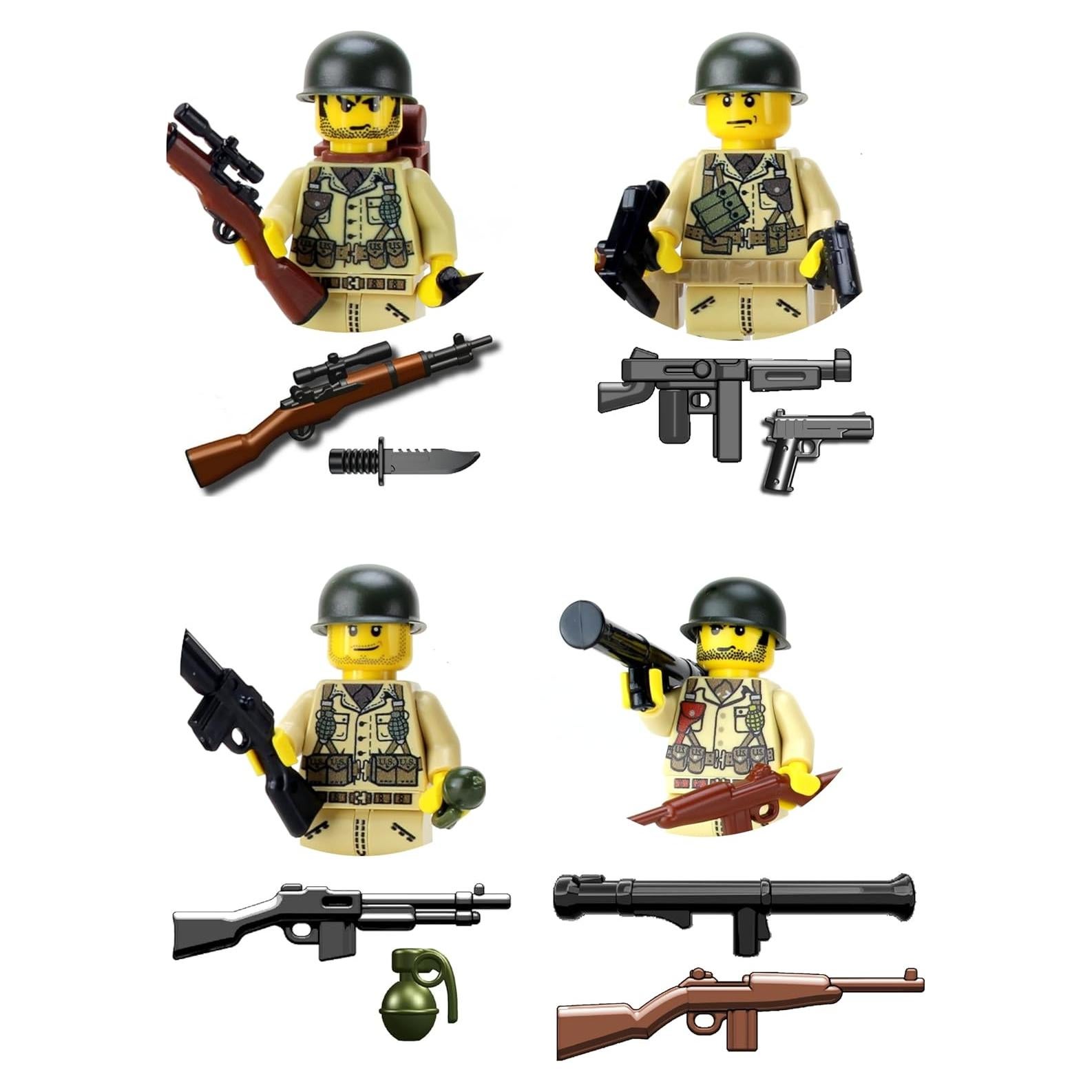 Minifigura Militar Batalla Ladrillo EE. UU. WW2 4.45 cm