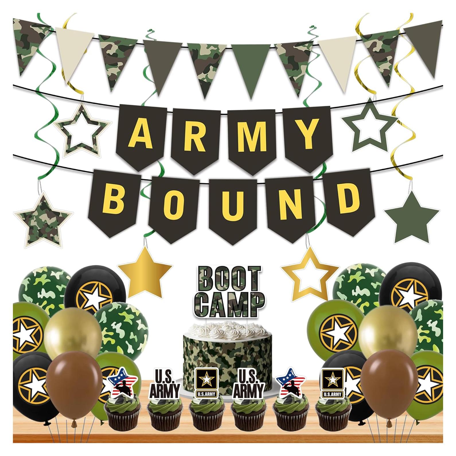 Decoraciones de Fiesta Militar Holkcog - Banner Verde Ejercito