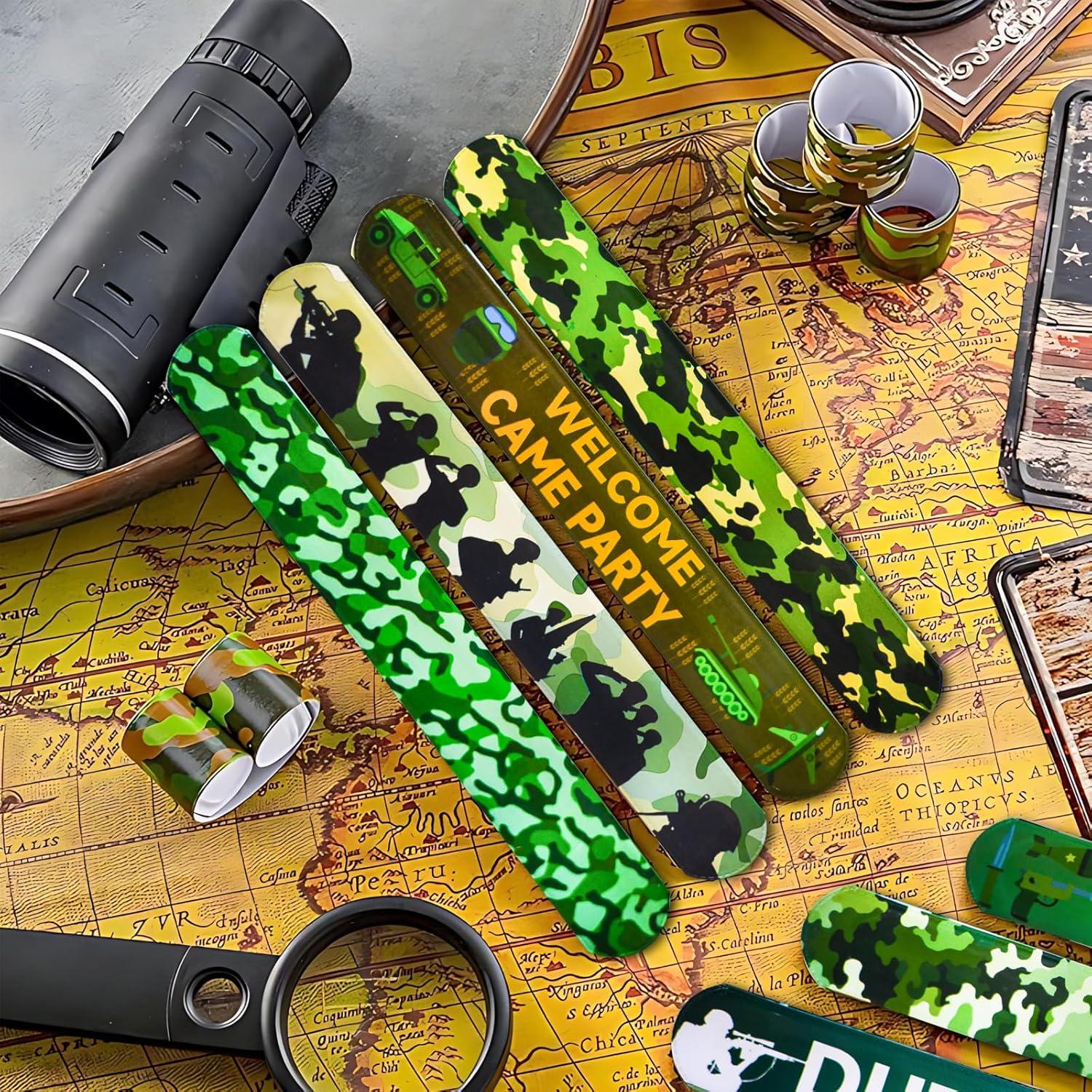 74PCS Fiesta Temática Militar: 24 Pulseras y 50 Calcomanías