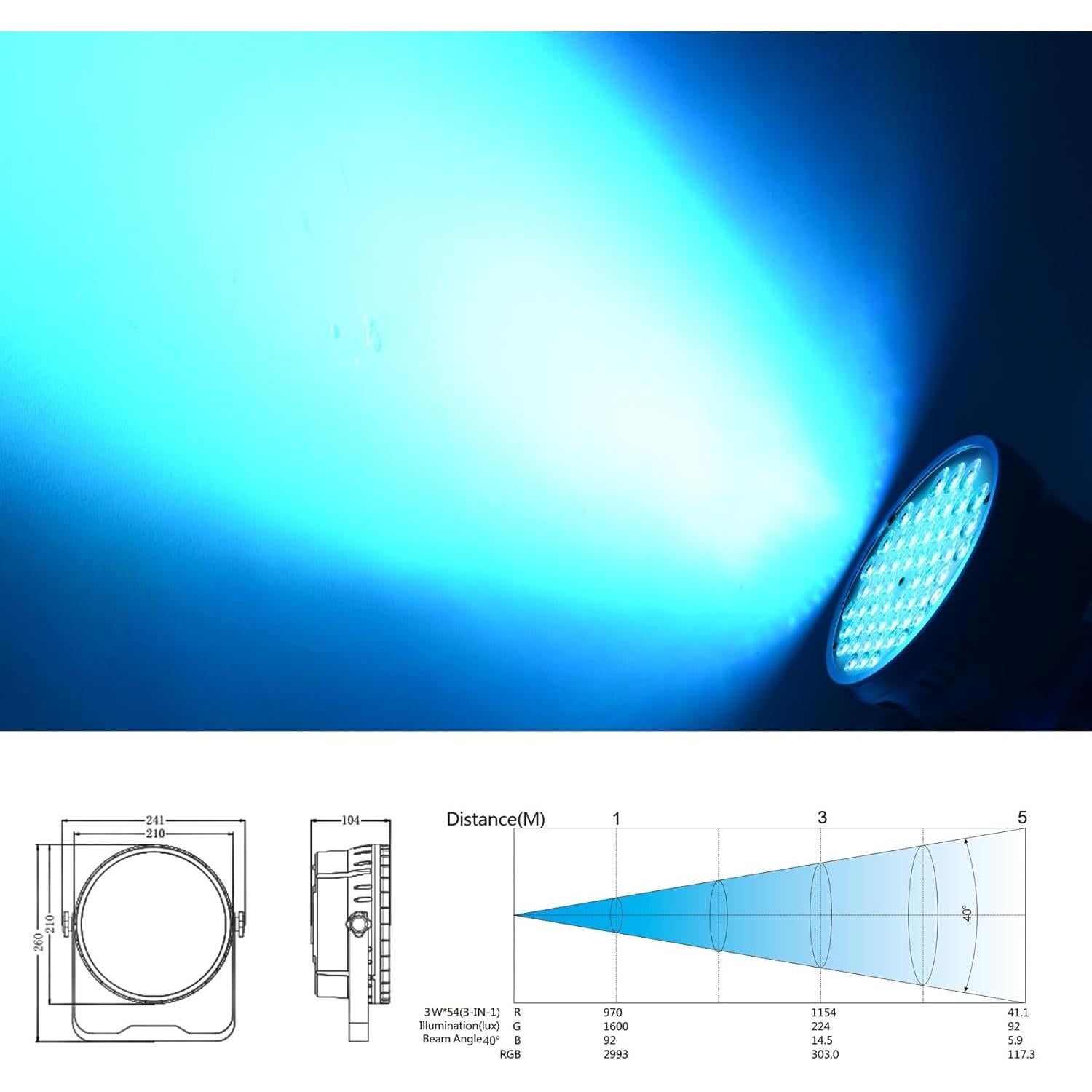 BETOPPER Luz DJ 2 Pzs 54x3W LED Par DMX Estroboscópica