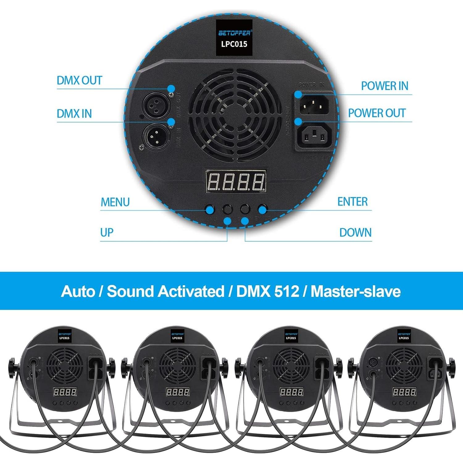 BETOPPER Luz DJ 2 Pzs 54x3W LED Par DMX Estroboscópica