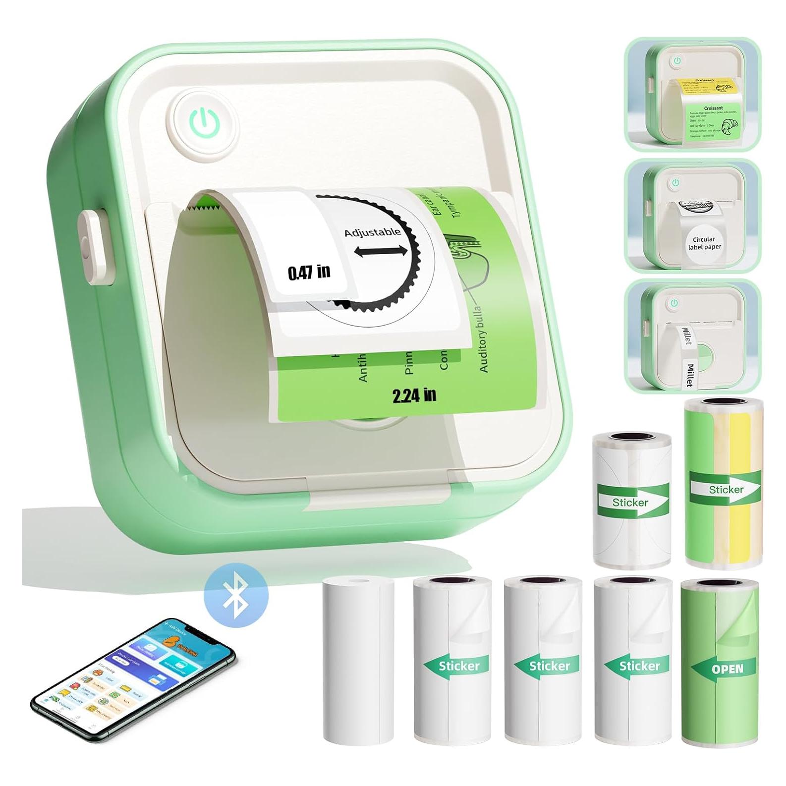 Impresora de Etiquetas DOLEWA D5 Mini Bluetooth Verde 7 Rollos