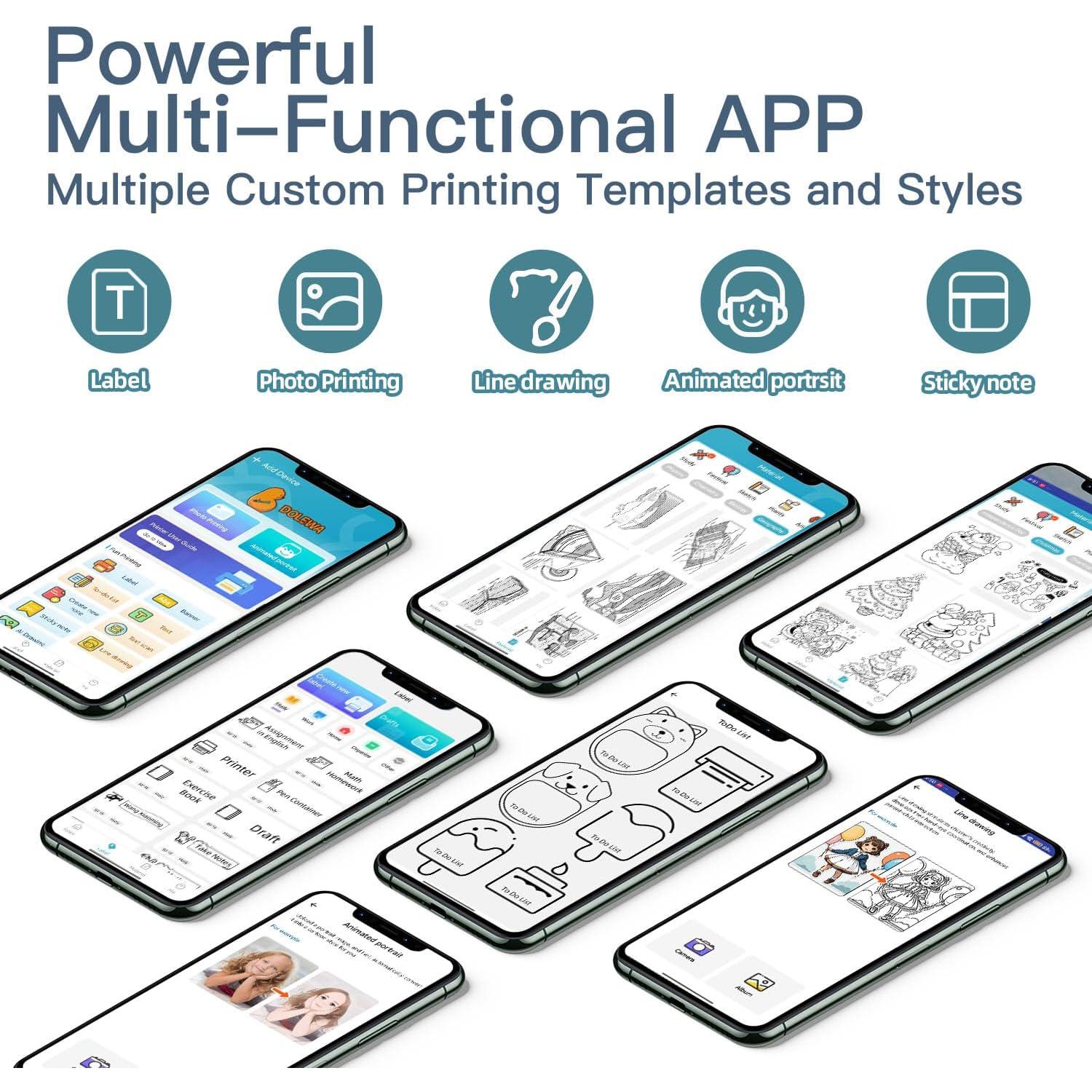 Impresora de Etiquetas DOLEWA D5 Mini Bluetooth Verde 7 Rollos