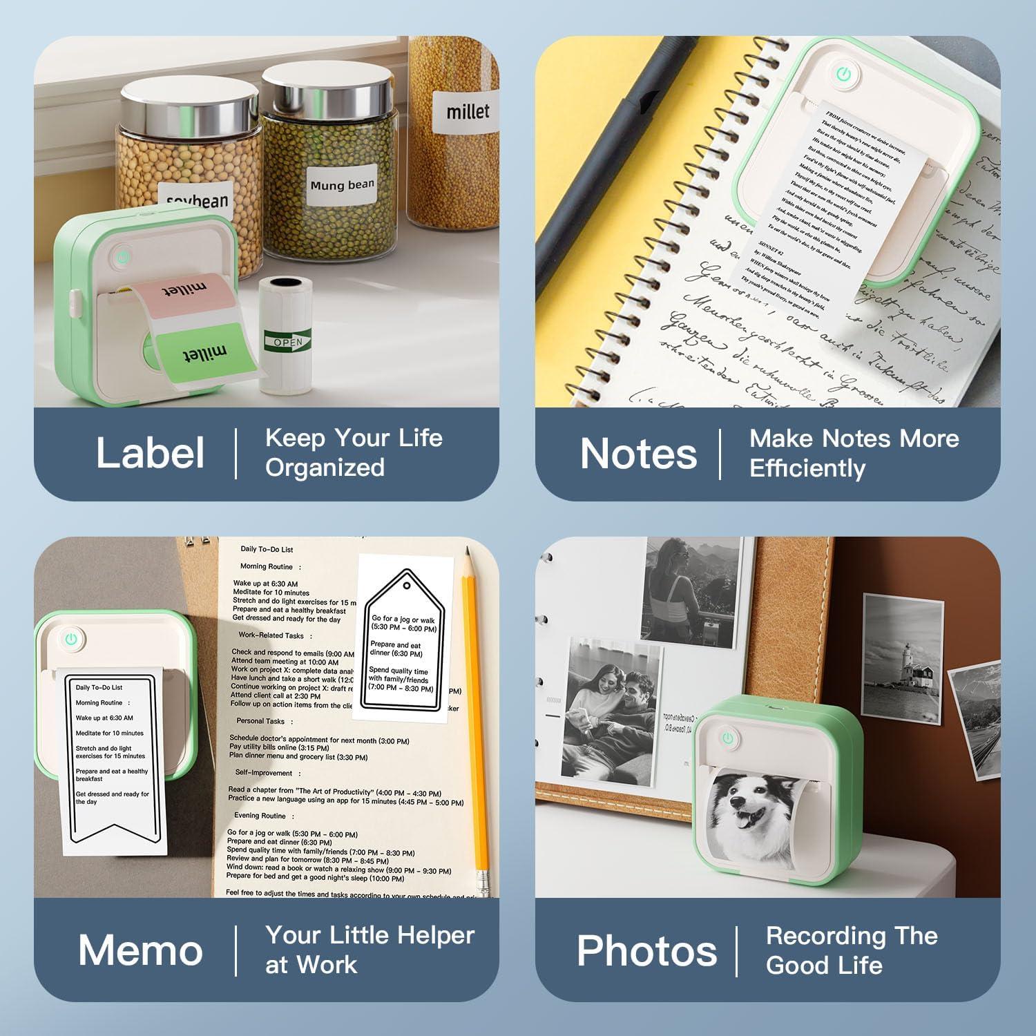 Impresora de Etiquetas DOLEWA D5 Mini Bluetooth Verde 7 Rollos