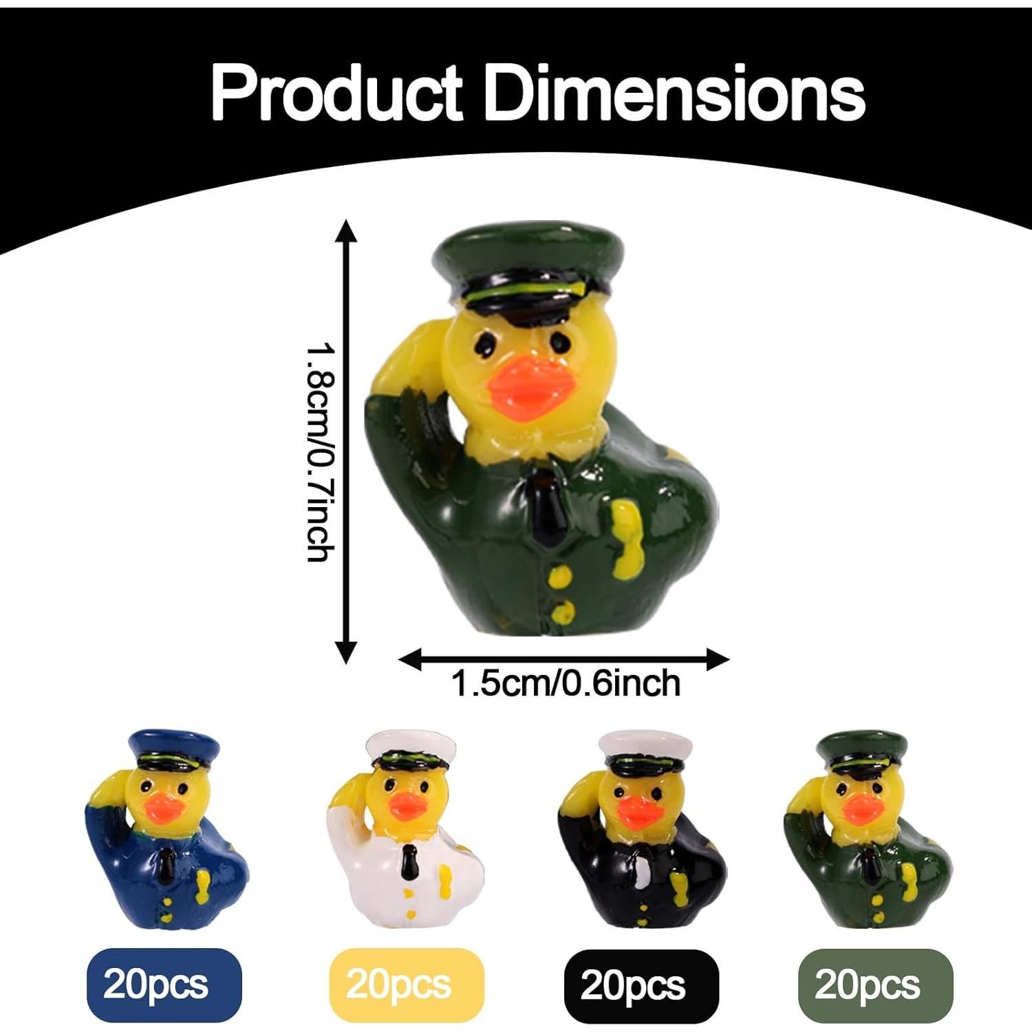 80 Mini Patos de Resina Militar Lyreh - Decoración Jardín