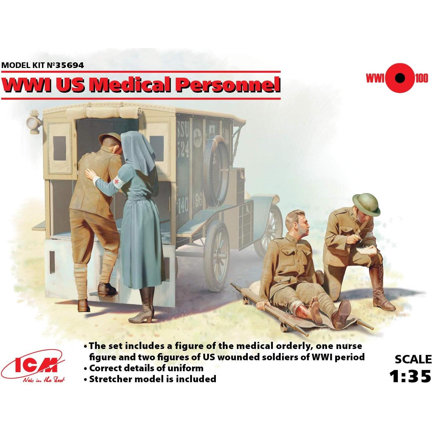 Figuras Militares de Plástico ICM 35694 - Médicos y Soldados WWI