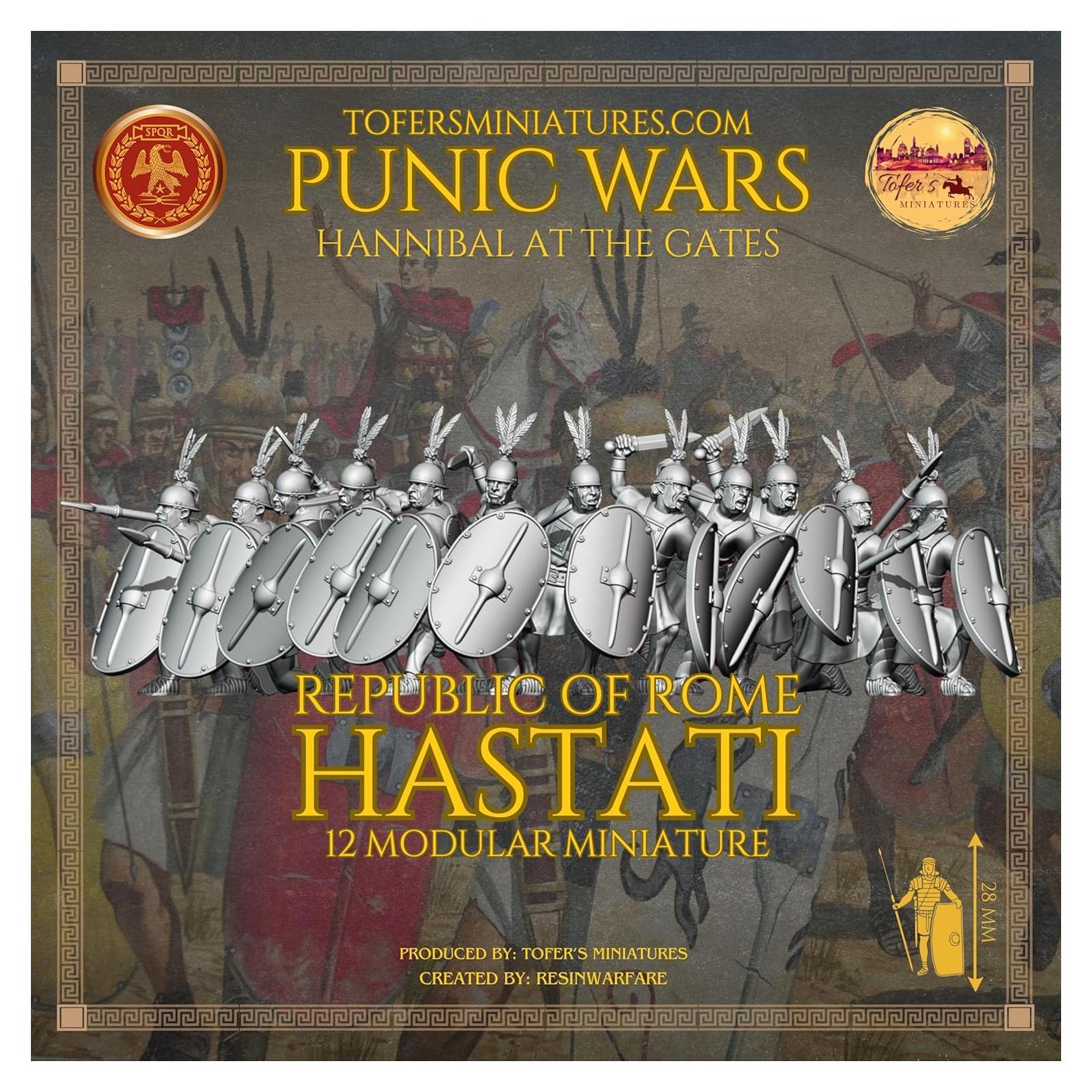 Miniaturas de Tofer Hastati República Romana 28 mm - 12 Piezas