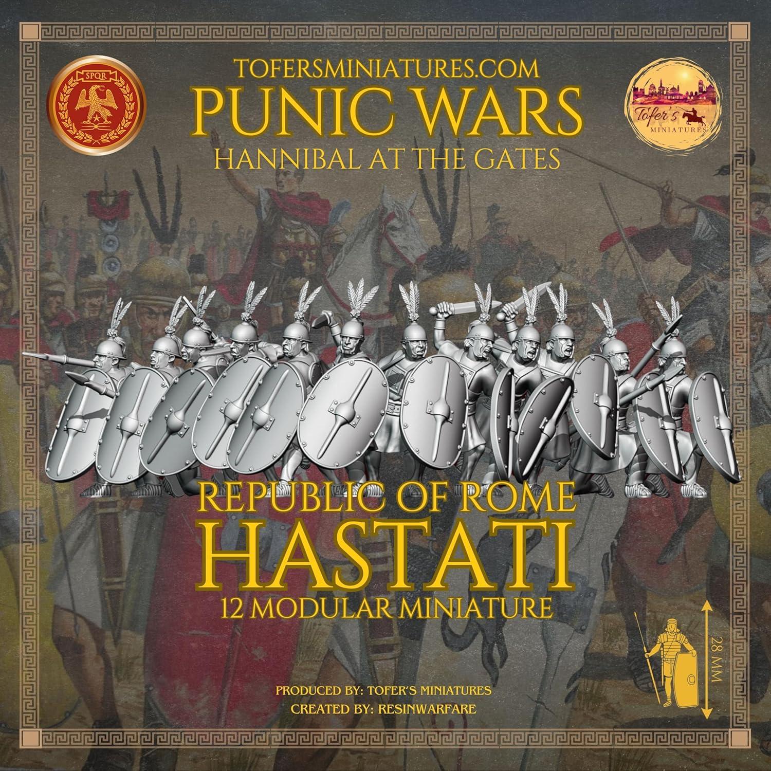 Miniaturas de Tofer Hastati República Romana 28 mm - 12 Piezas
