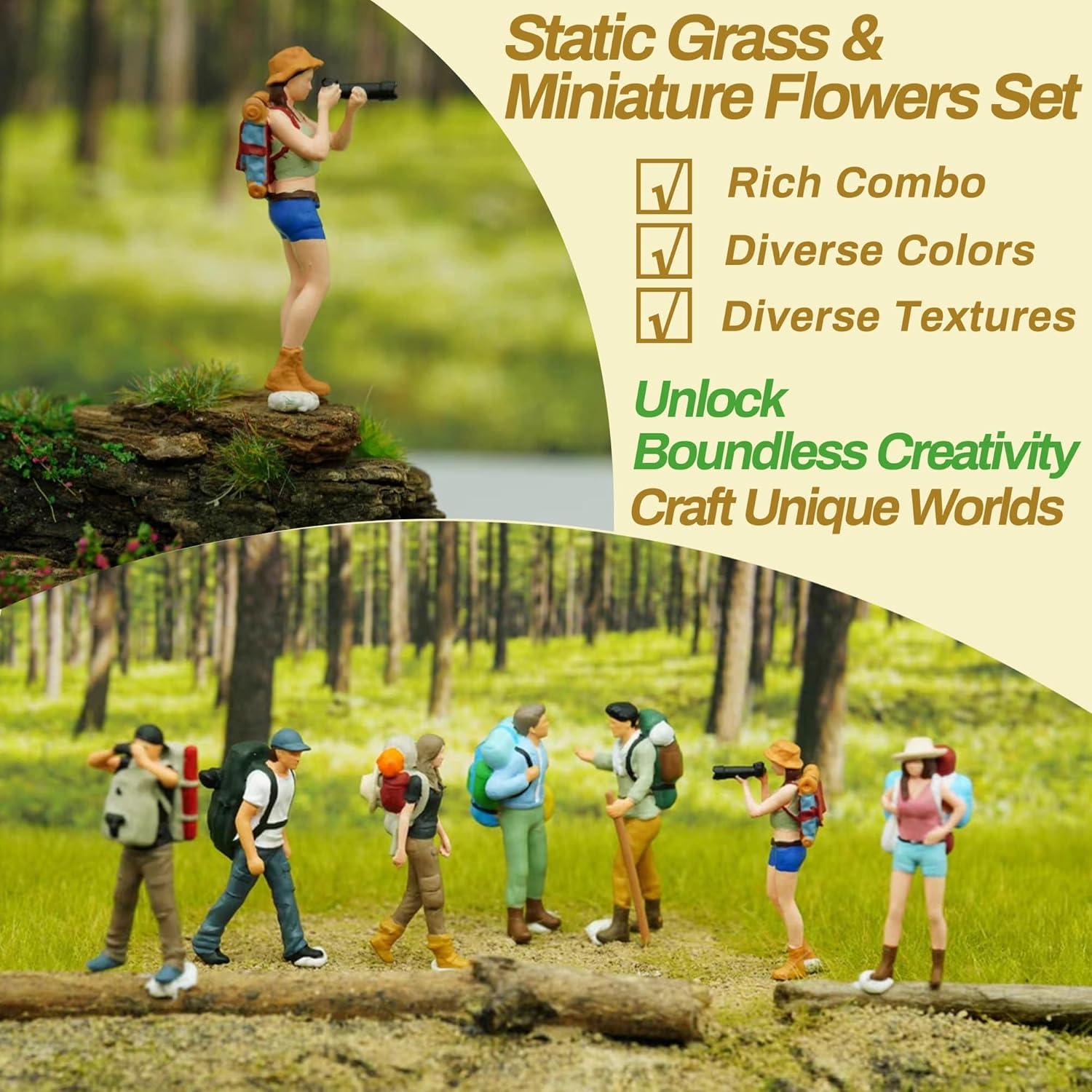 Set de 126pcs Gramas Estáticas y Flores Miniatura Potanro