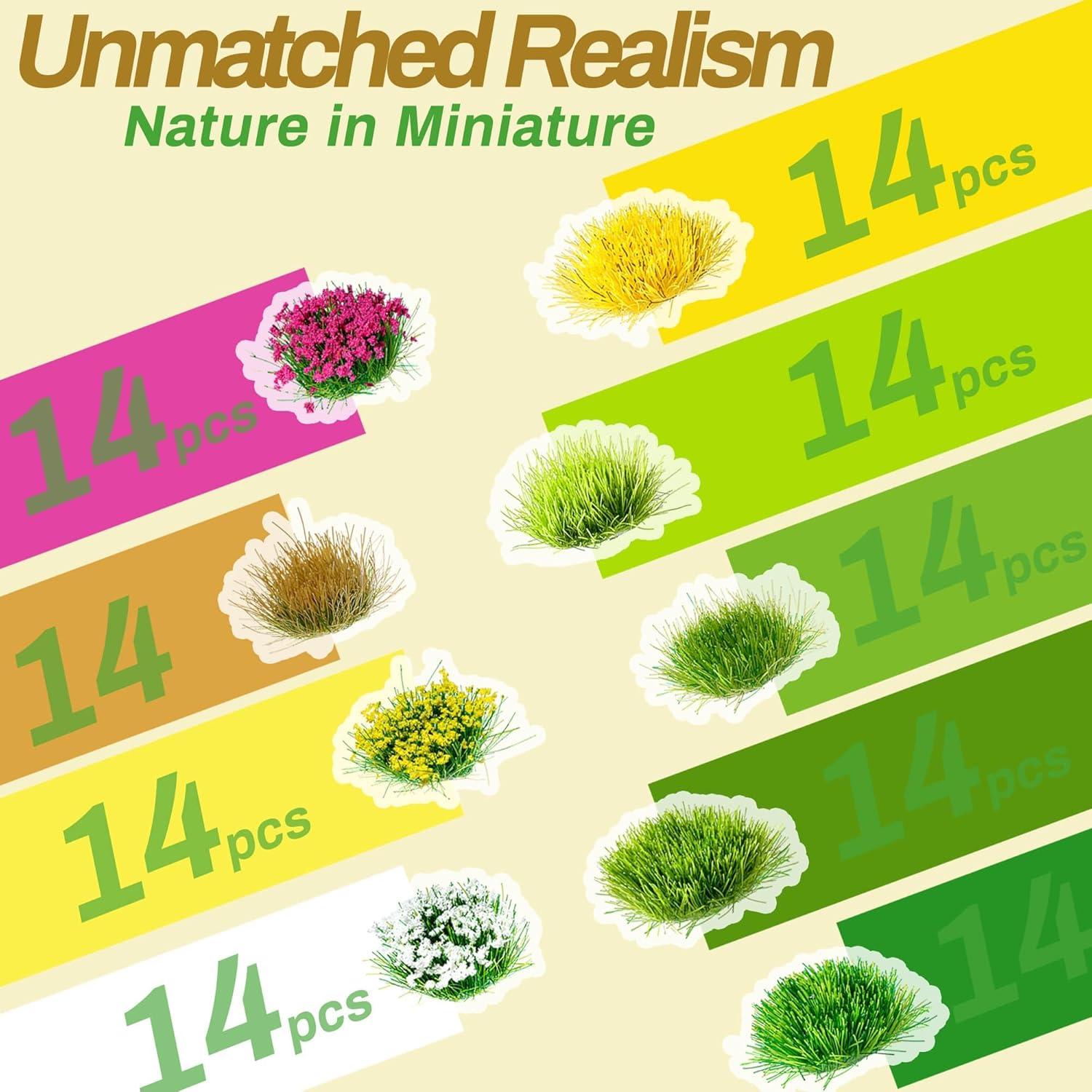 Set de 126pcs Gramas Estáticas y Flores Miniatura Potanro