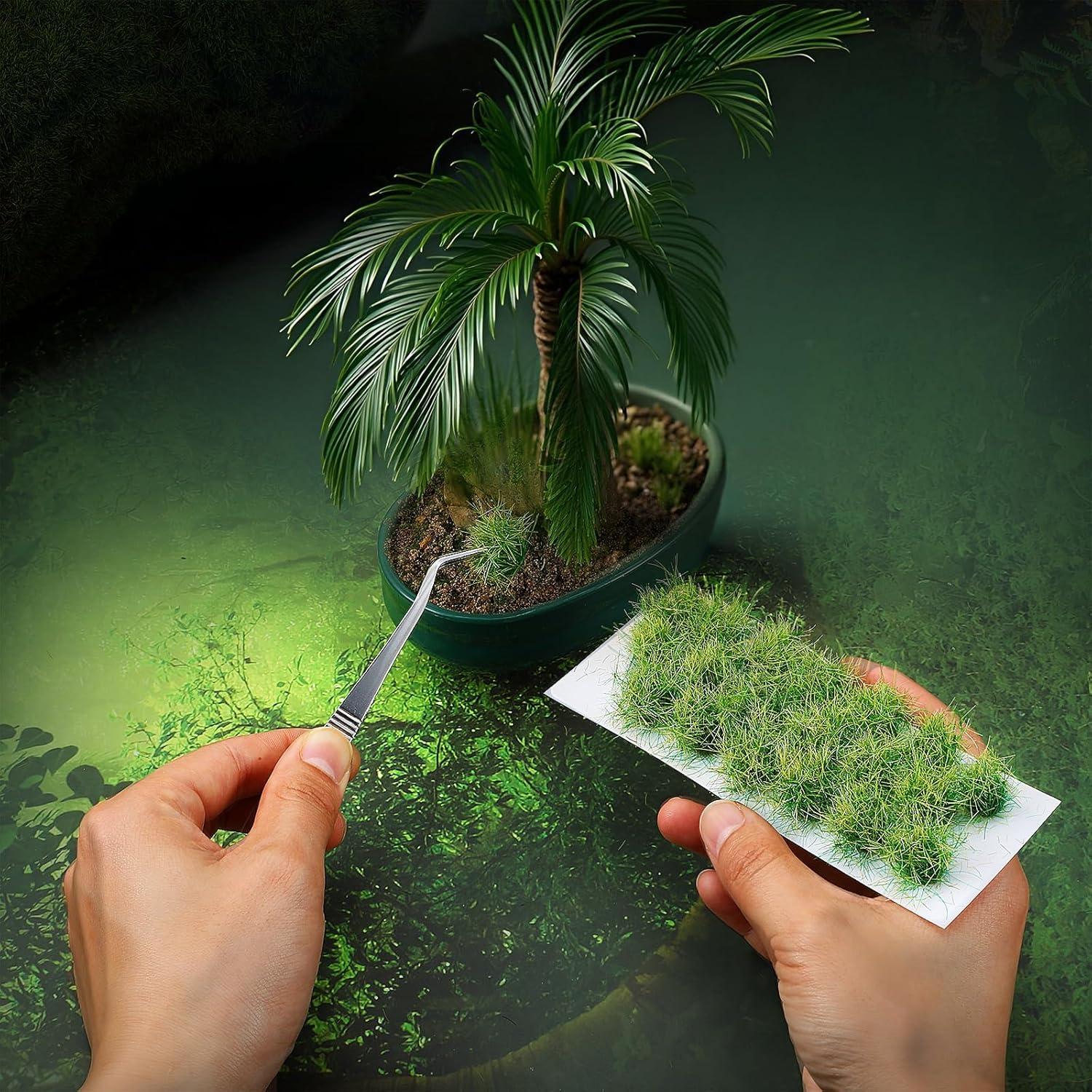 20 Piezas Hierba Estática Verde HekouJiub para Dioramas