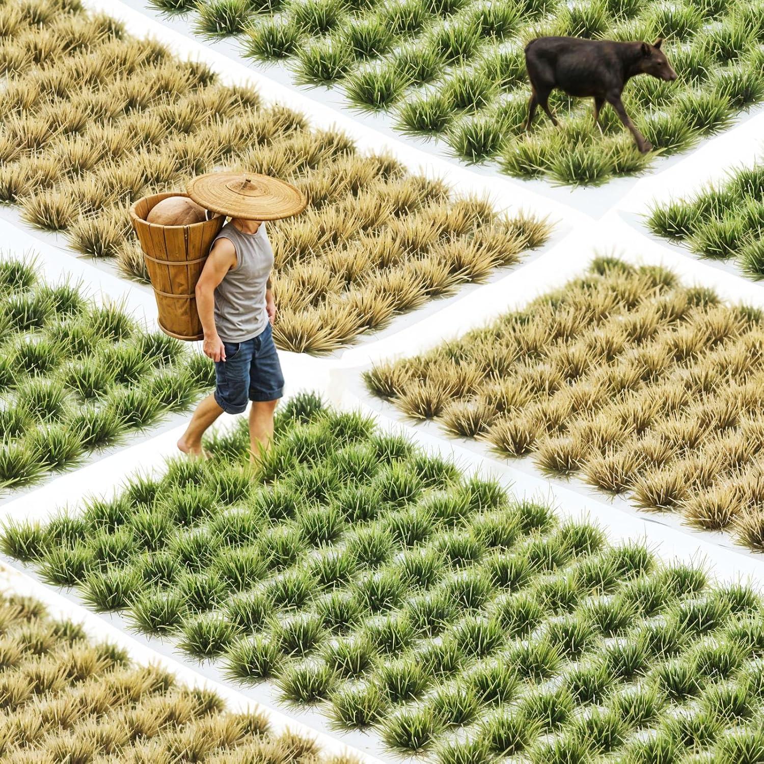 Grupo de Hierba Estática Artificial QfwdfcTrenz 2 Pcs Verde Marrón