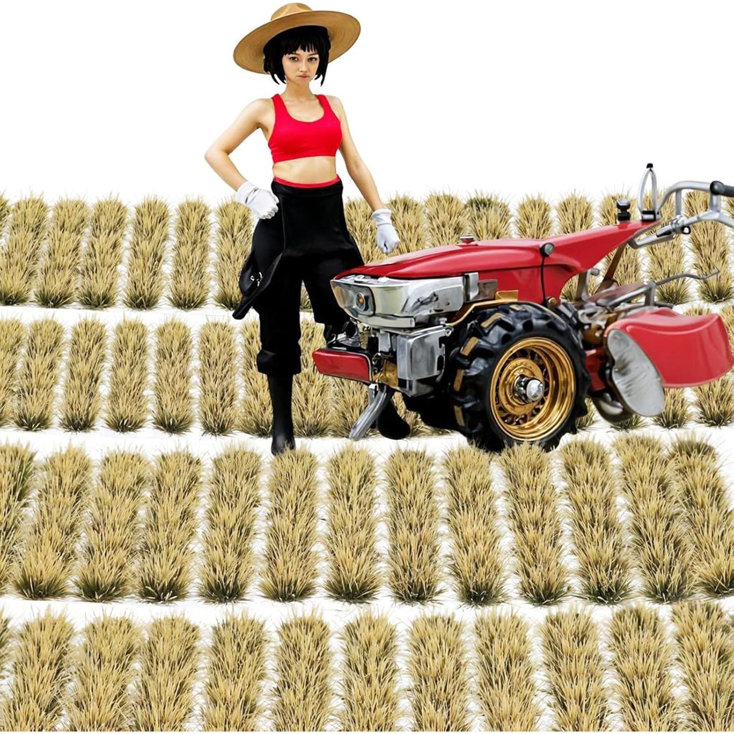 Grupo de Hierba Estática Artificial QfwdfcTrenz 2 Pcs Verde Marrón